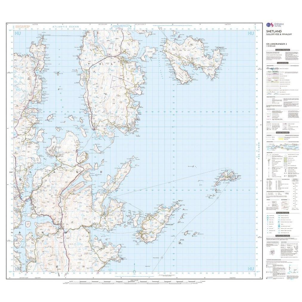 Landranger 2 Shetland  Sullom Voe  Whalsay Map With Digital Version - Image 3