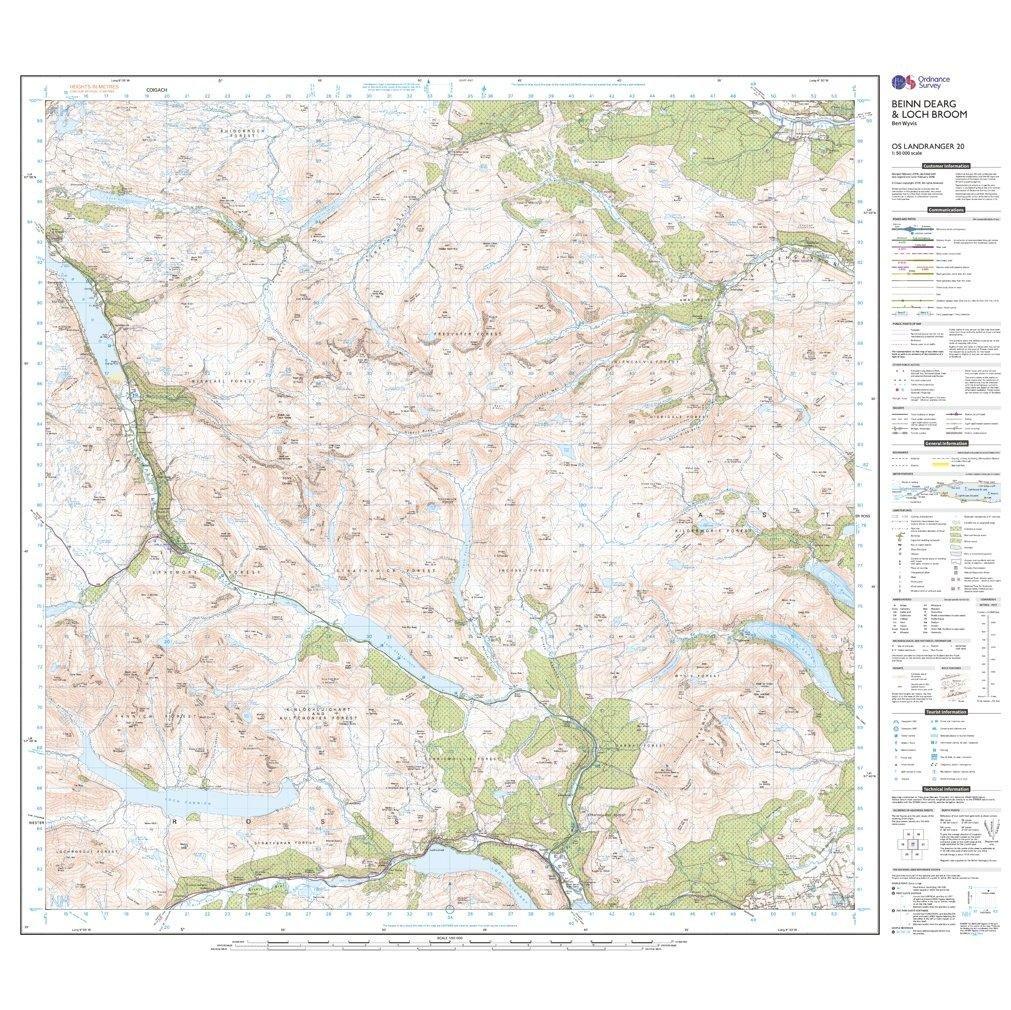 Landranger 20 Beinn Dearg & Loch Broom, Ben Wyvis Map With Digital Version - Image 3