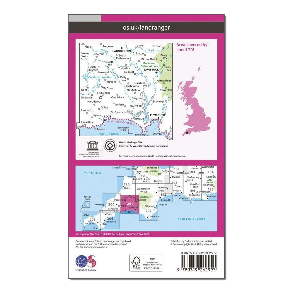 Landranger 201 Plymouth & Launceston, Tavistock & Looe Map With Digital Version - Image 2