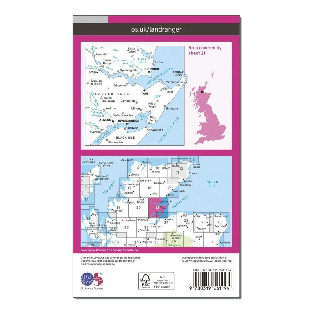 Landranger 21 Dornoch & Alness, Invergordon & Tain Map With Digital Version - Image 2