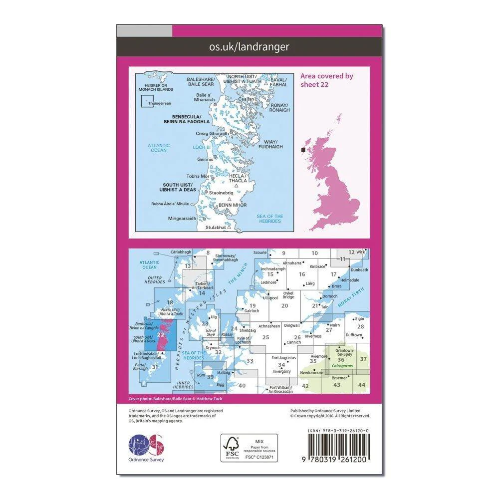Landranger 22 Benbecula & South Uist Map With Digital Version - Image 2