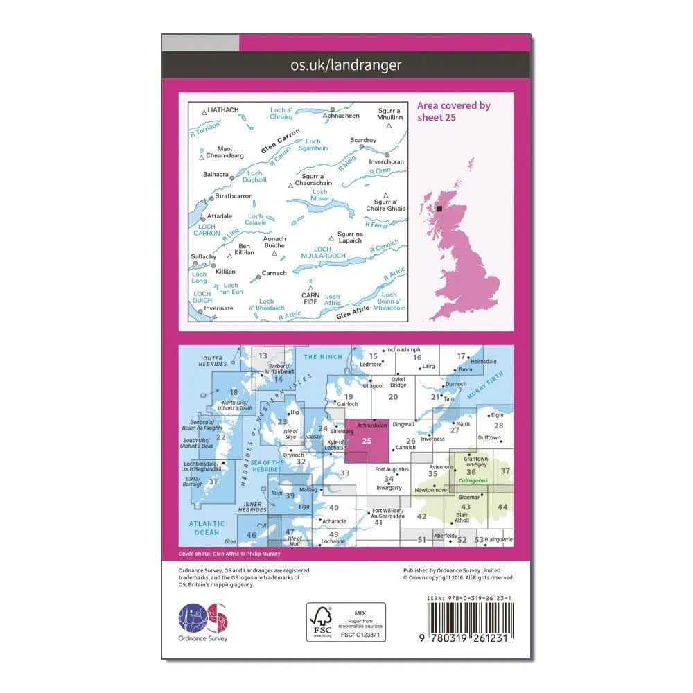 Landranger 25 Glen Carron  Glen Affric Map With Digital Version - Image 2