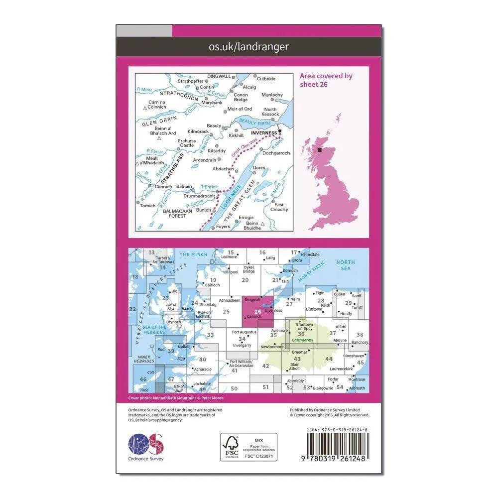 Landranger 26 Inverness & Loch Ness, Strathglass Map With Digital Version - Image 2