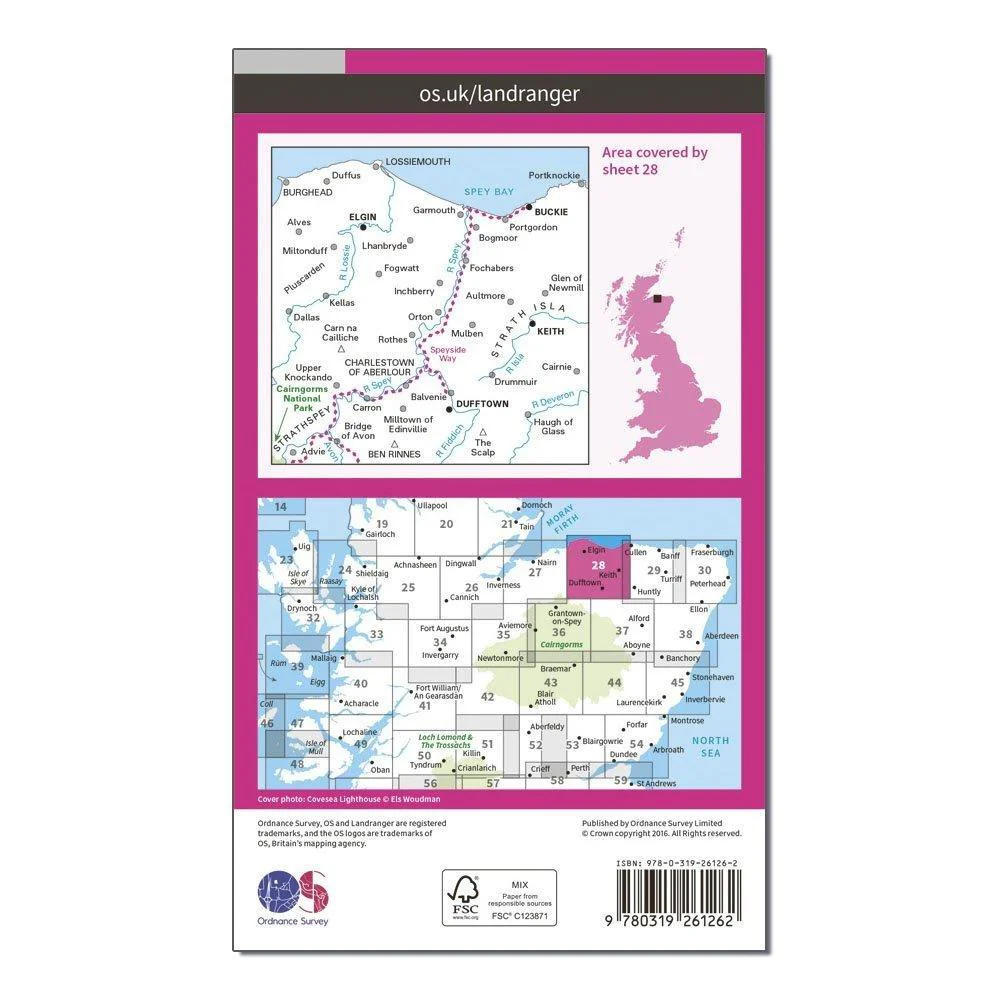 Landranger 28 Elgin, Dufftown, Buckie & Keith Map With Digital Version - Image 2