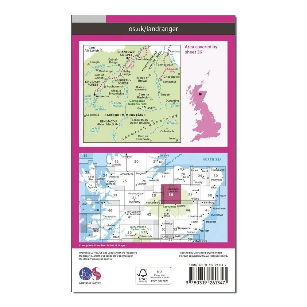 Landranger 36 Grantown, Aviemore & Cairngorm Mountains Map With Digital Version - Image 2