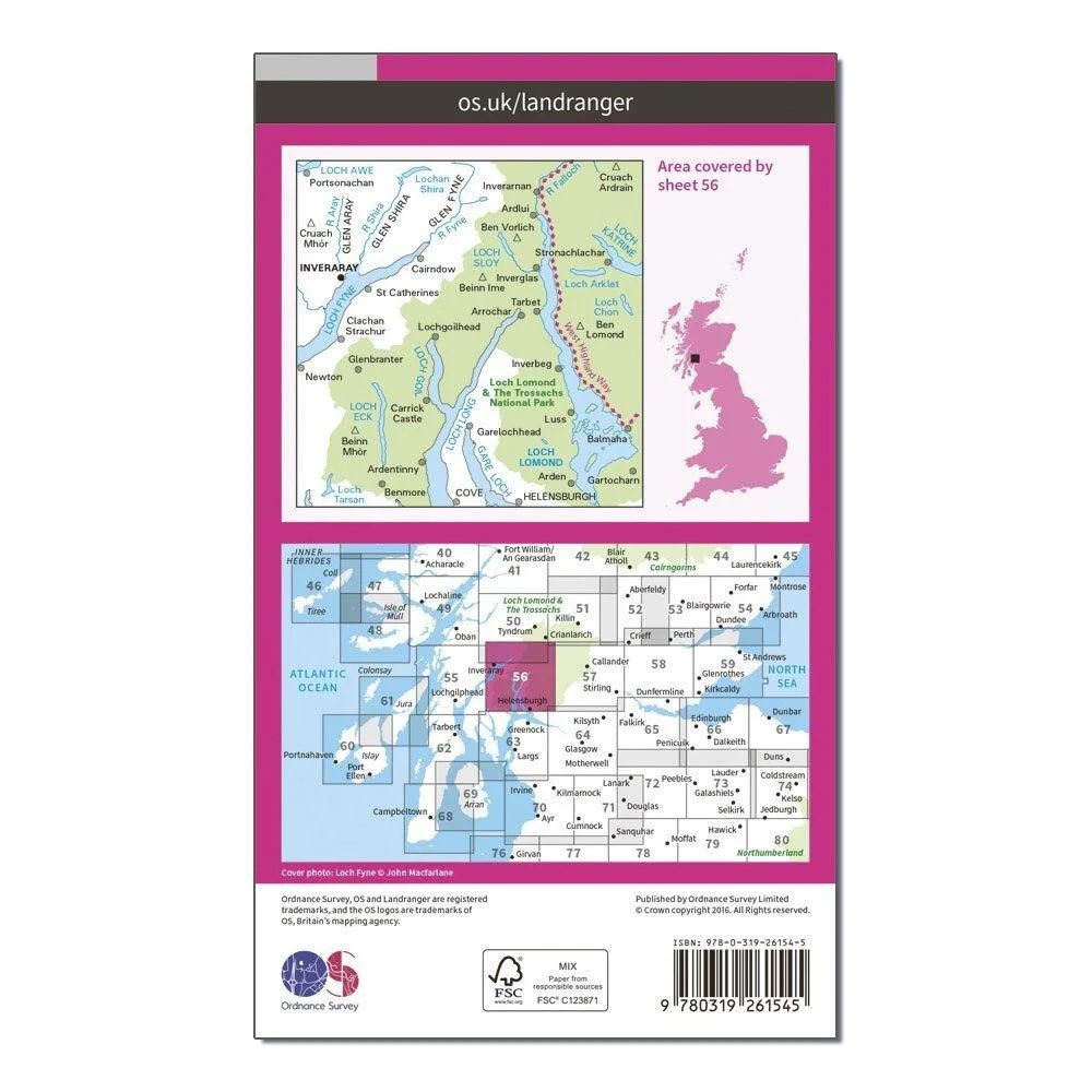 Landranger 56 Loch Lomond & Inveraray Map With Digital Version - Image 2