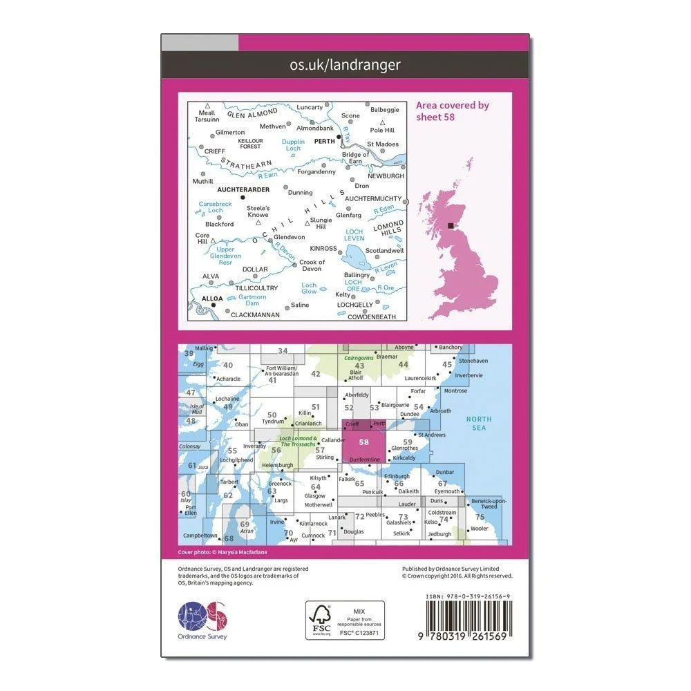 Landranger 58 Perth & Alloa, Auchterarder Map With Digital Version - Image 2