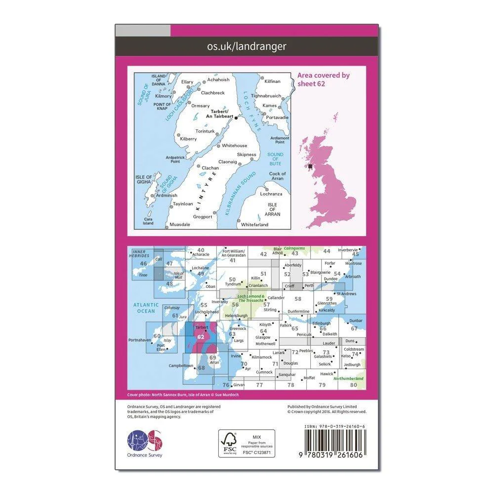 Landranger 62 North Kintyre & Tarbert Map With Digital Version - Image 2