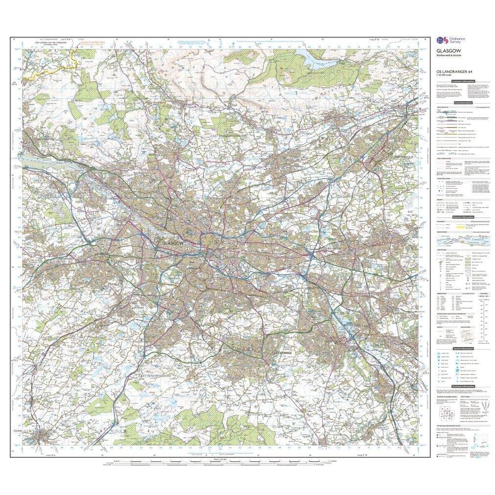 Landranger 64 Glasgow, Motherwell & Airdrie Map With Digital Version - Image 3