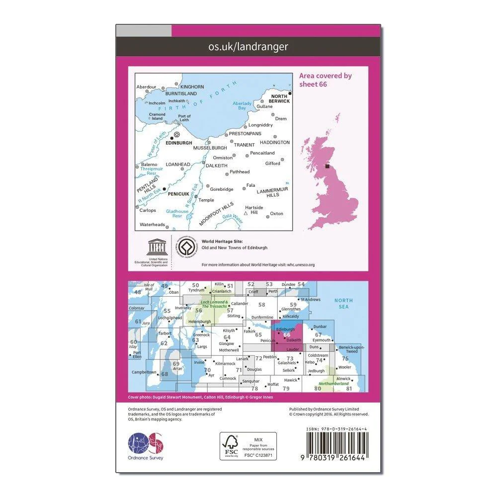 Landranger 66 Edinburgh, Penicuik & North Berwick Map With Digital Version - Image 2