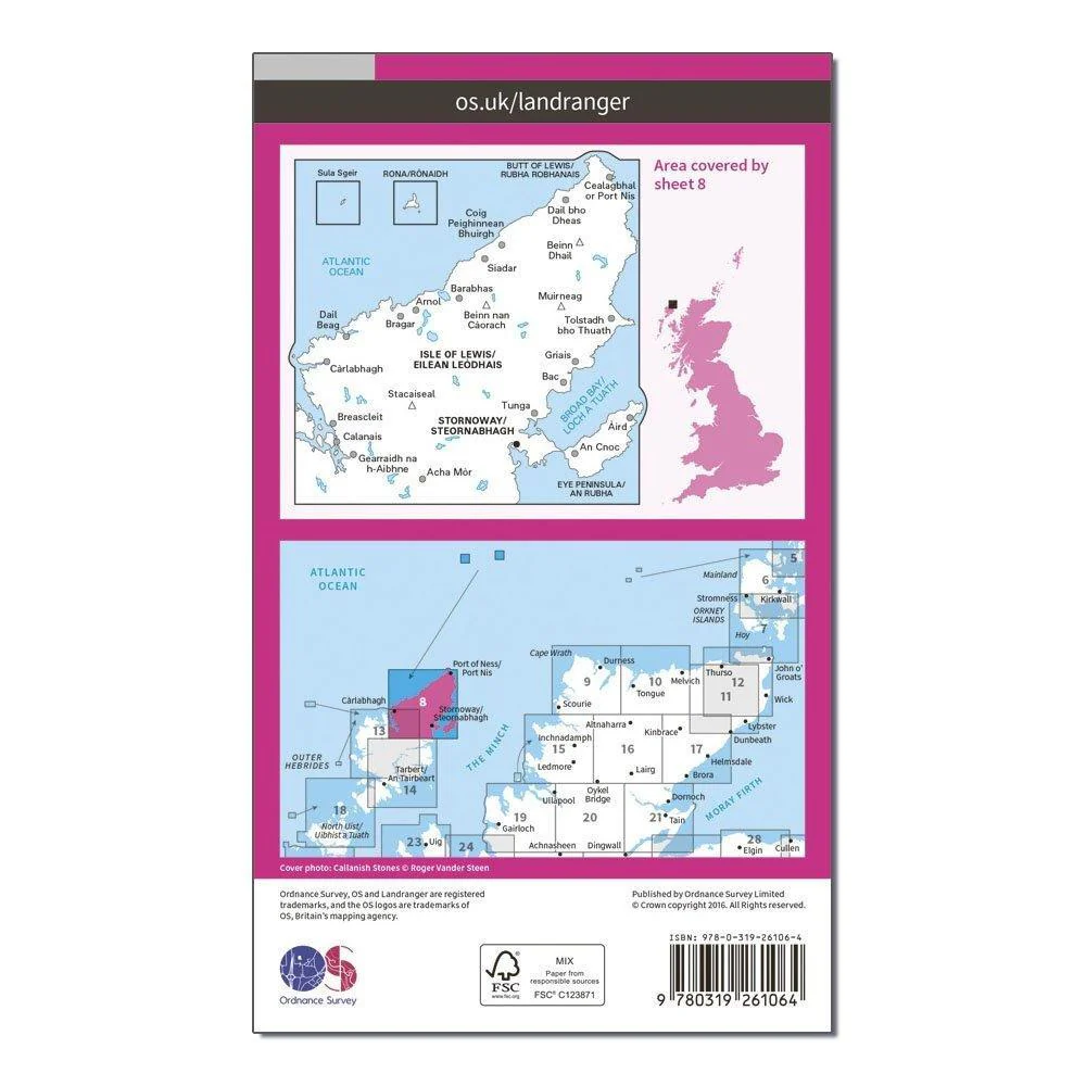 Landranger 8 Stornaway  North Lewis Map With Digital Version - Image 2