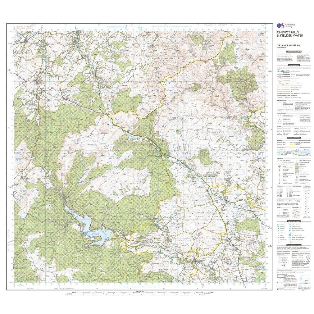 Landranger 80 Cheviot Hills & Kielder Water Map - Image 3