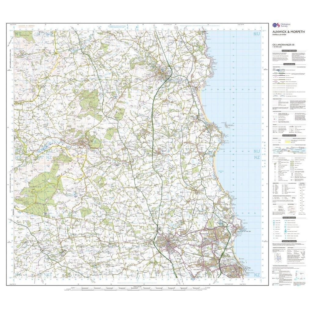 Landranger 81 Alnwick & Morpeth, Rothbury & Amble Map With Digital Version - Image 3