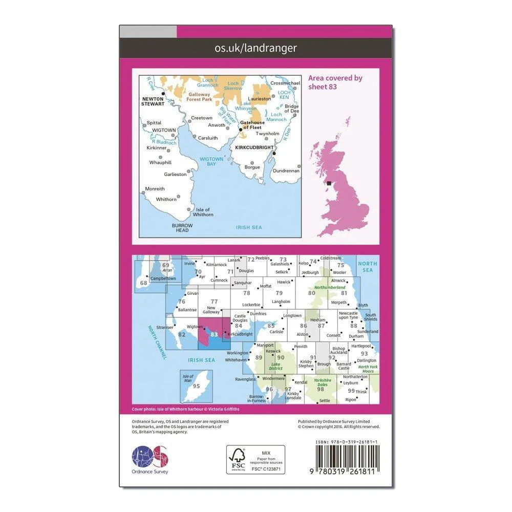 Landranger 83 Newton Stewart & Kirkcudbright, Gatehouse of Fleet Map With Digital Version - Image 2
