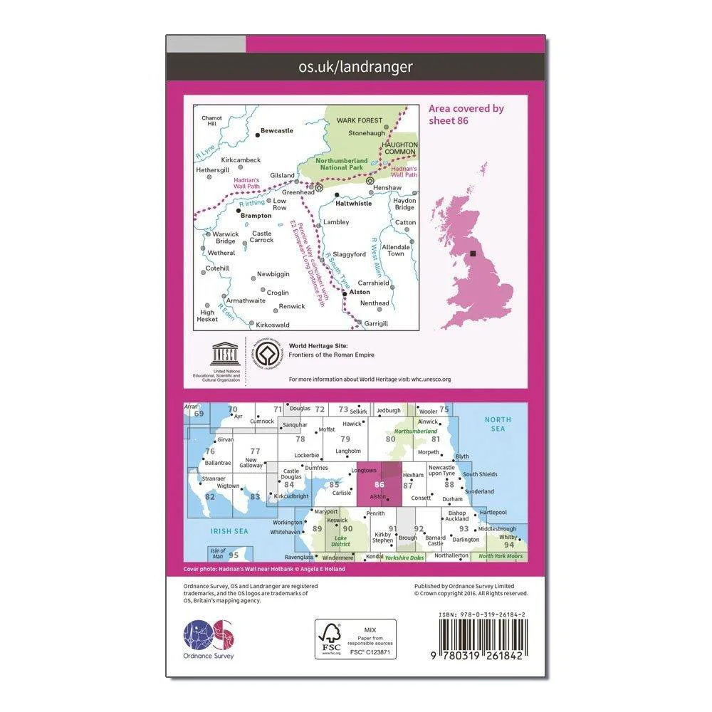 Landranger 86 Haltwhistle  Brampton Bewcastle  Alston Map With Digital Version - Image 2