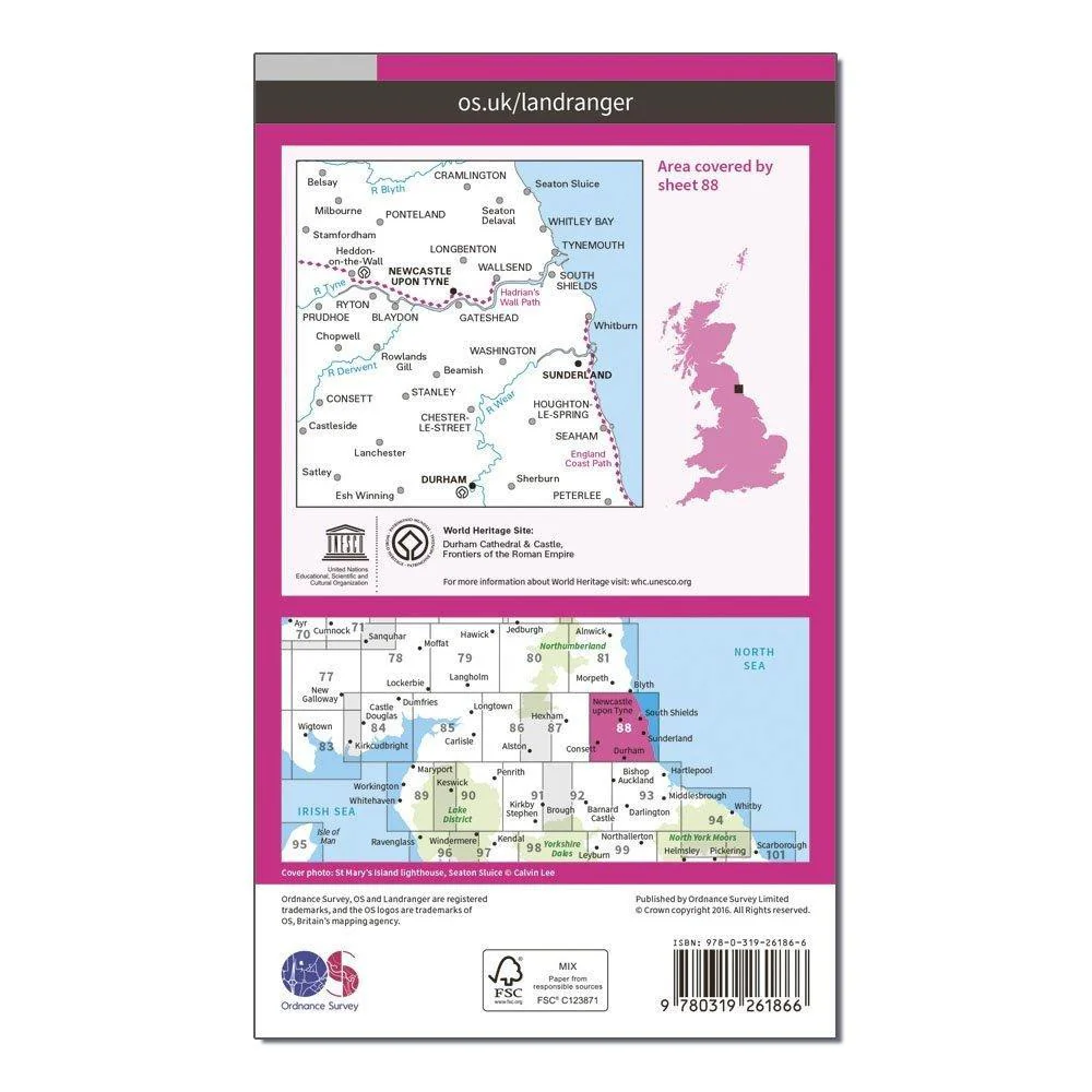 Landranger 88 Newcastle upon Tyne, Durham & Sunderland Map With Digital Version - Image 2