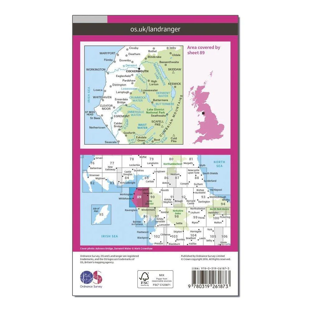 Landranger 89 West Cumbria, Cockermouth & Wast Water Map With Digital Version - Image 2