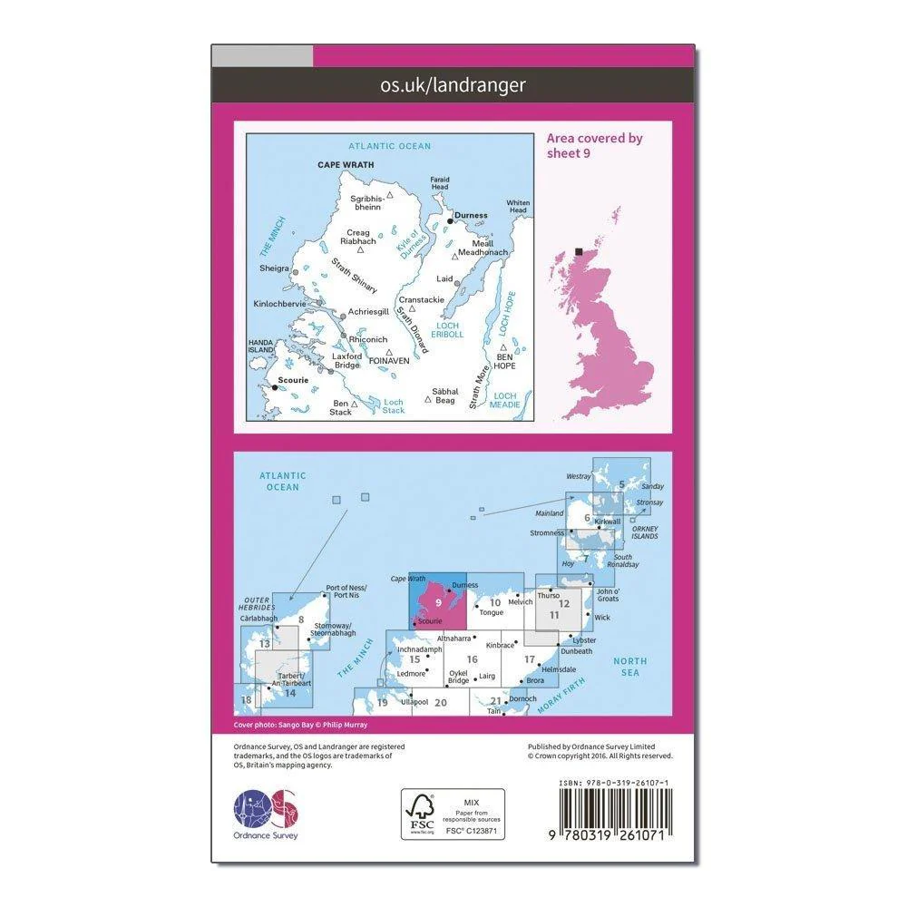 Landranger 9 Cape Wrath, Durness & Scourie Map With Digital Version - Image 2
