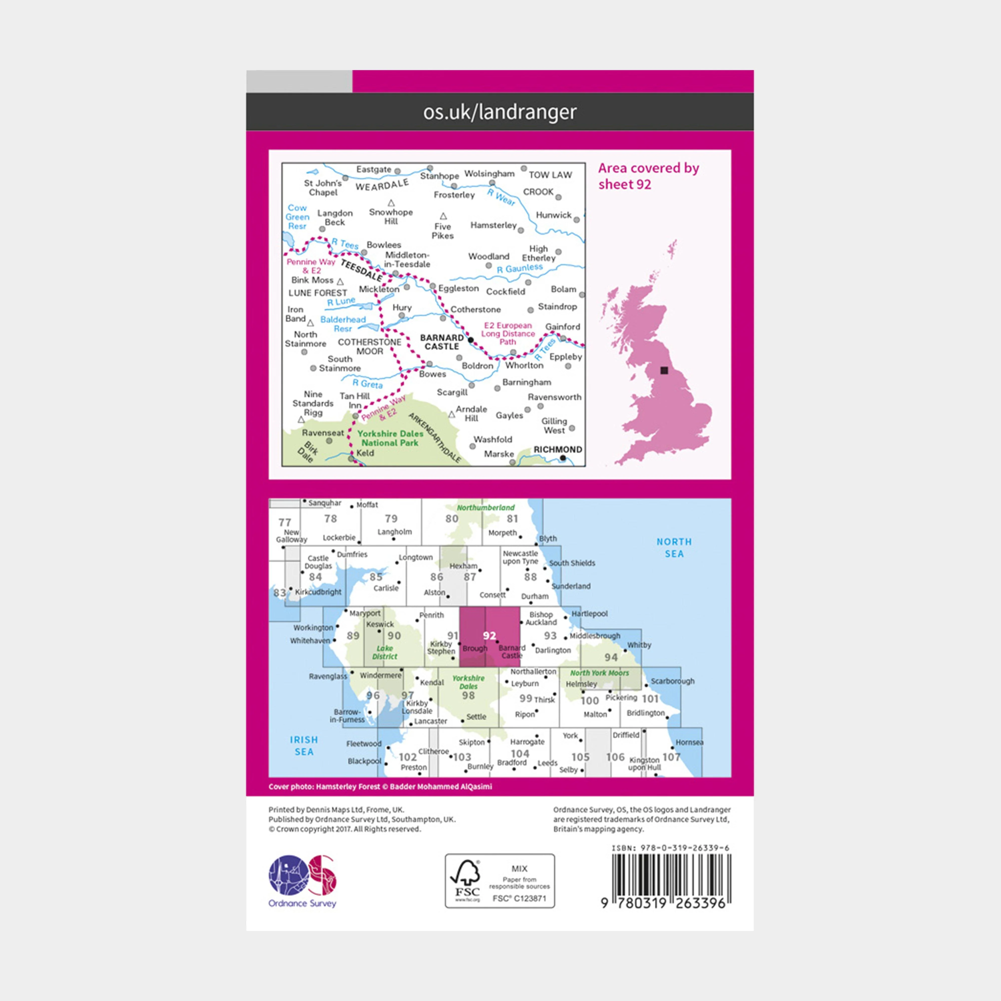 Landranger 92 Barnard Castle And Surrounding Area Map With Digital Version - Image 2
