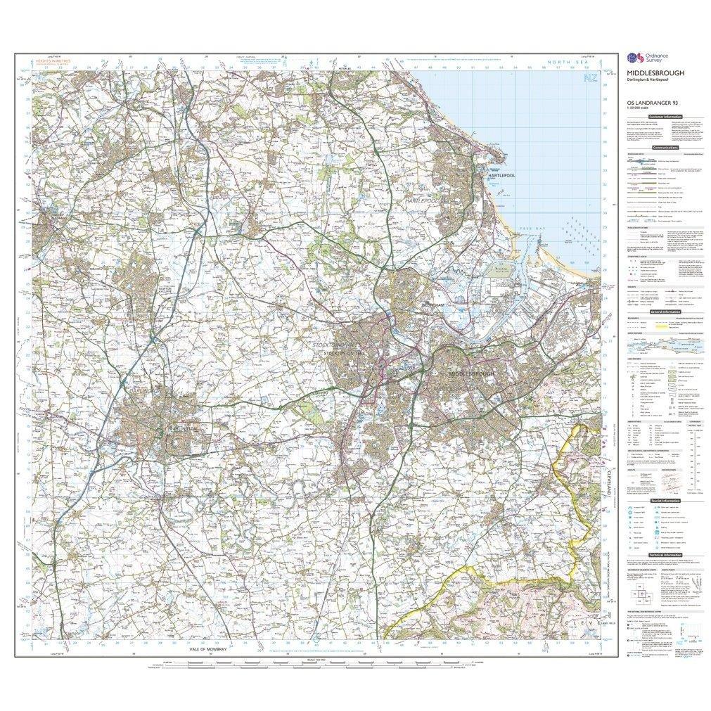 Landranger 93 Middlesbrough, Darlington & Hartlepool Map With Digital Version - Image 3