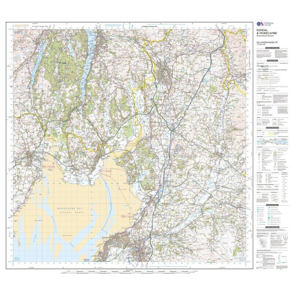 Landranger 97 Kendal, Morecambe, Windermere & Lancaster Map With Digital Version - Image 3