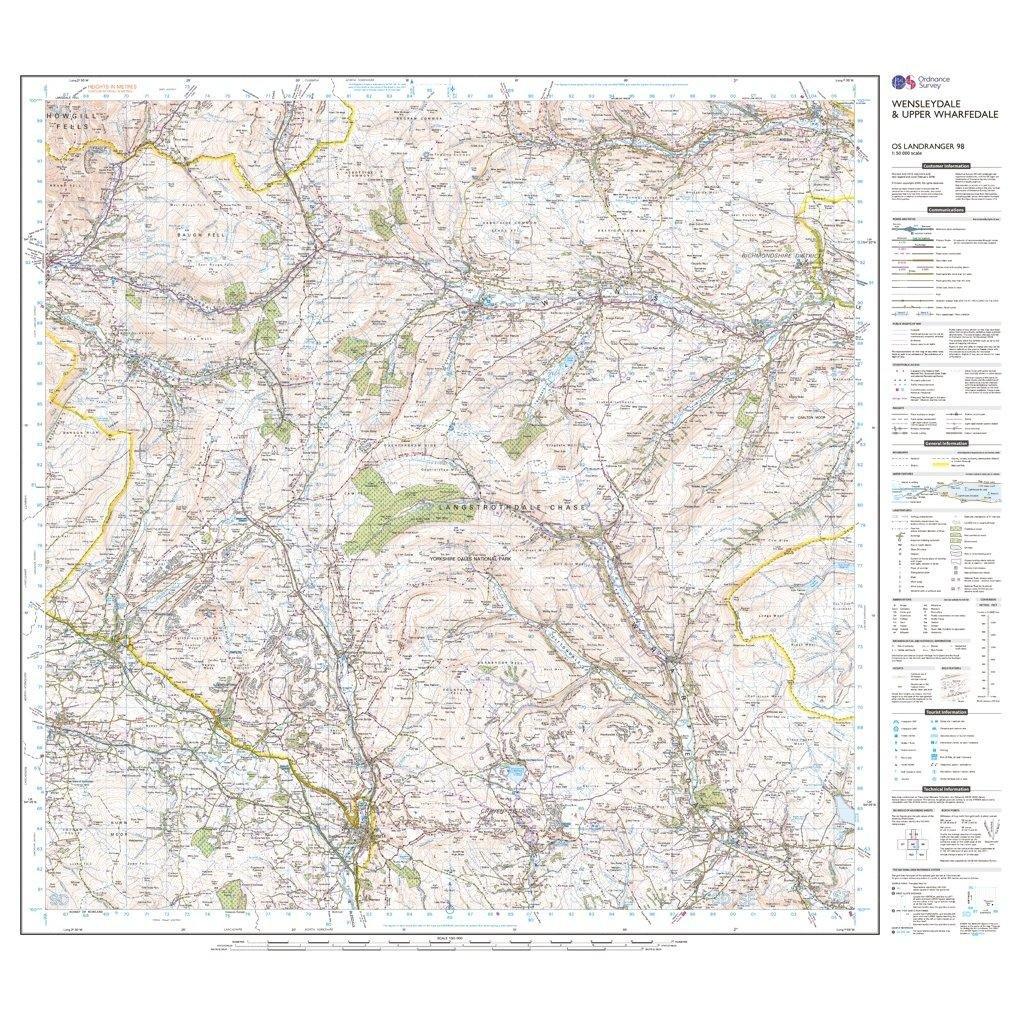 Landranger 98 Wensleydale & Upper Wharfedale Map With Digital Version - Image 3