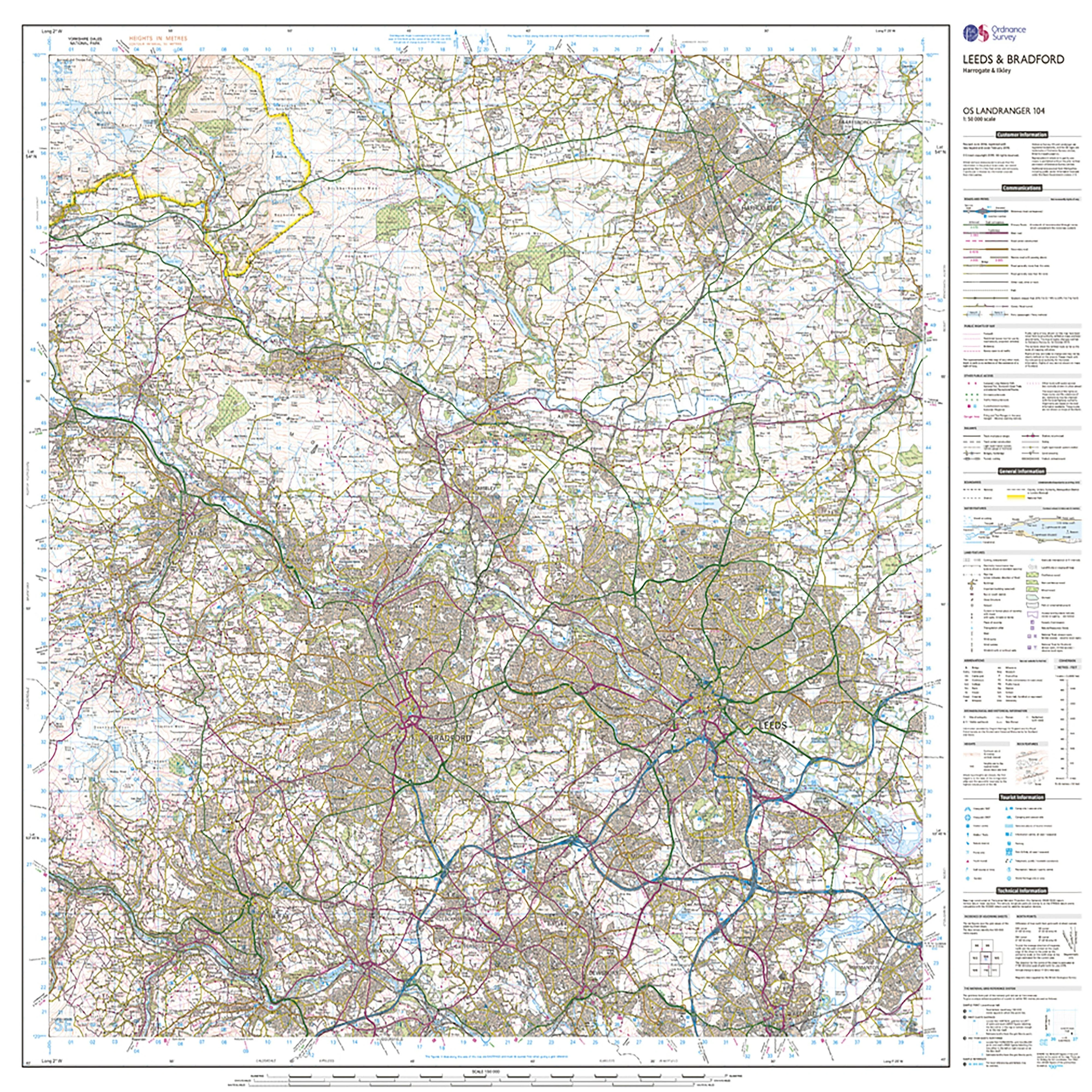 Landranger Active 104 Leeds & Bradford, Harrogate & Ilkley Map With Digital Version - Image 3