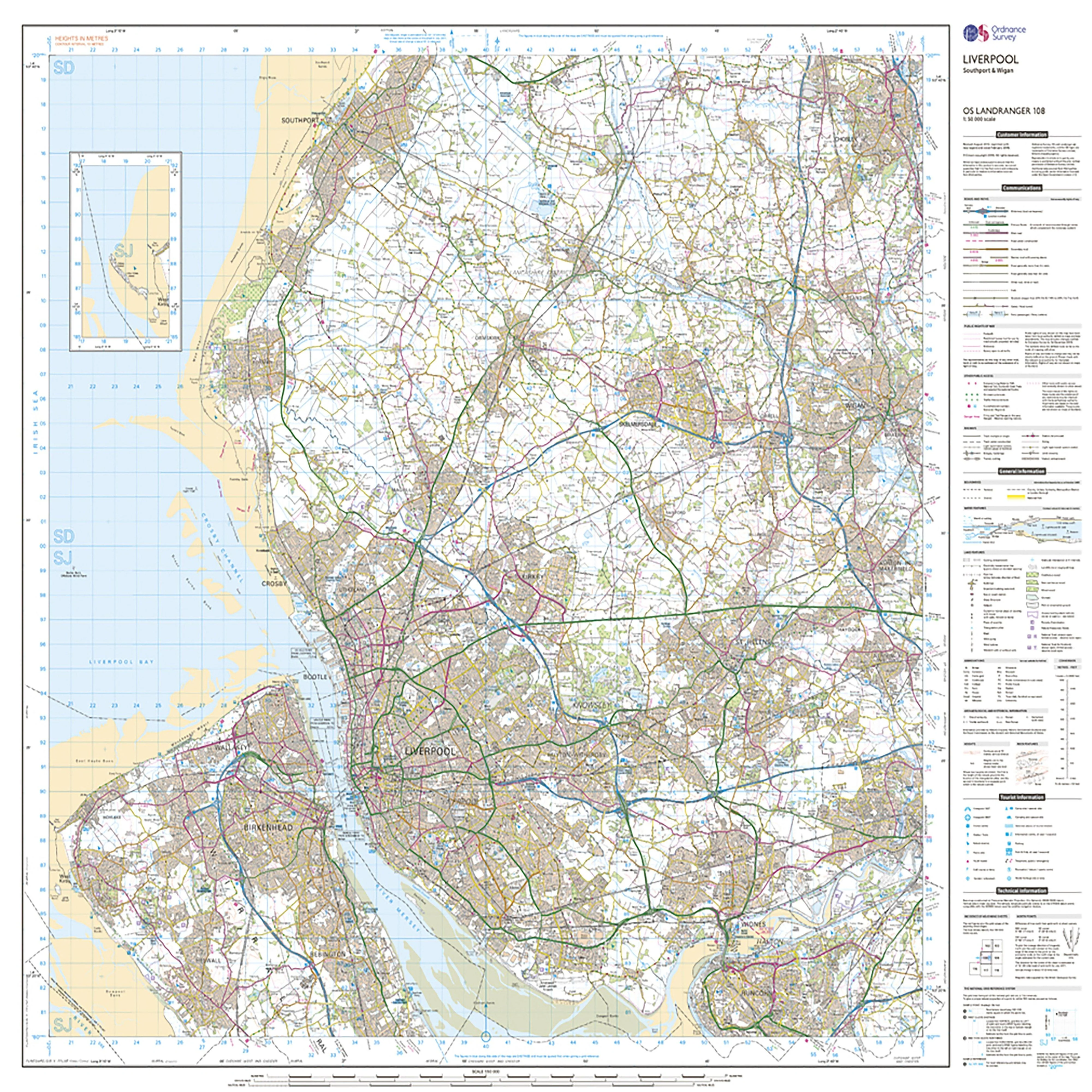 Landranger Active 108 Liverpool Southport  Wigan Map With Digital Version - Image 3