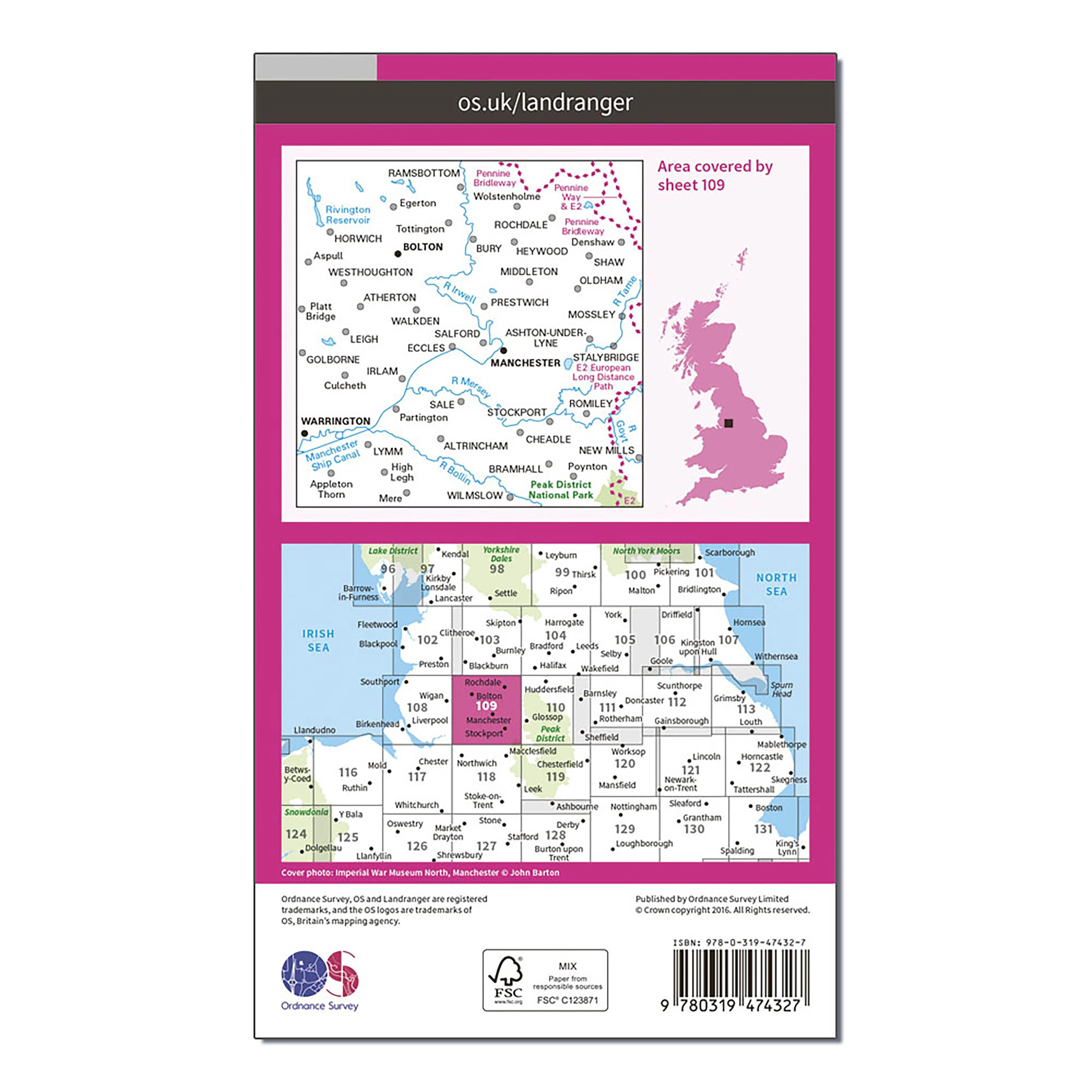 Landranger Active 109 Manchester, Bolton & Warrington Map With Digital Version - Image 2
