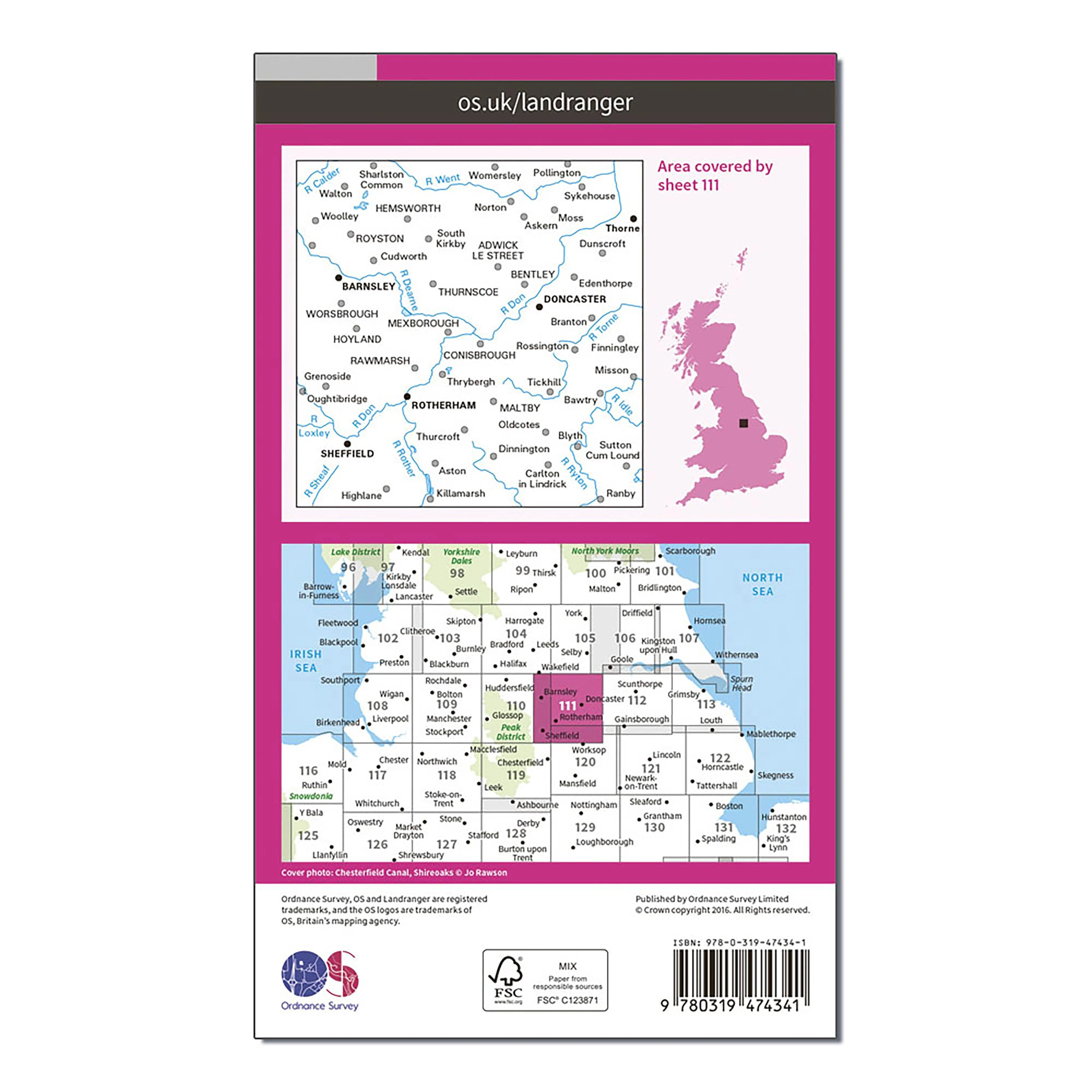 Landranger Active 111 Sheffield & Doncaster, Rotherham, Barnsley & Thorne Map With Digital Version - Image 2