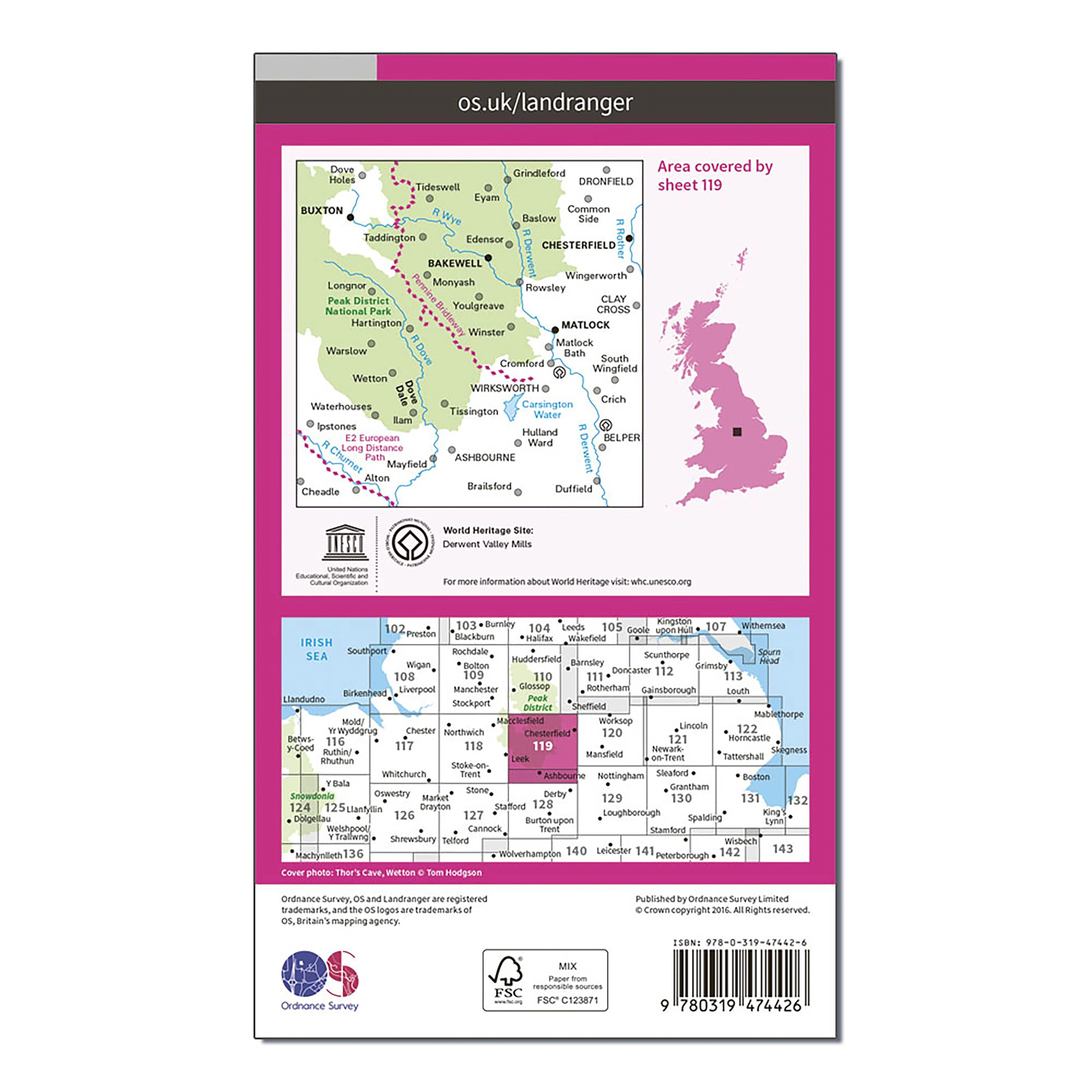 Landranger Active 119 Buxton & Matlock, Chesterfield, Bakewell & Dove Dale Map With Digital Version - Image 2