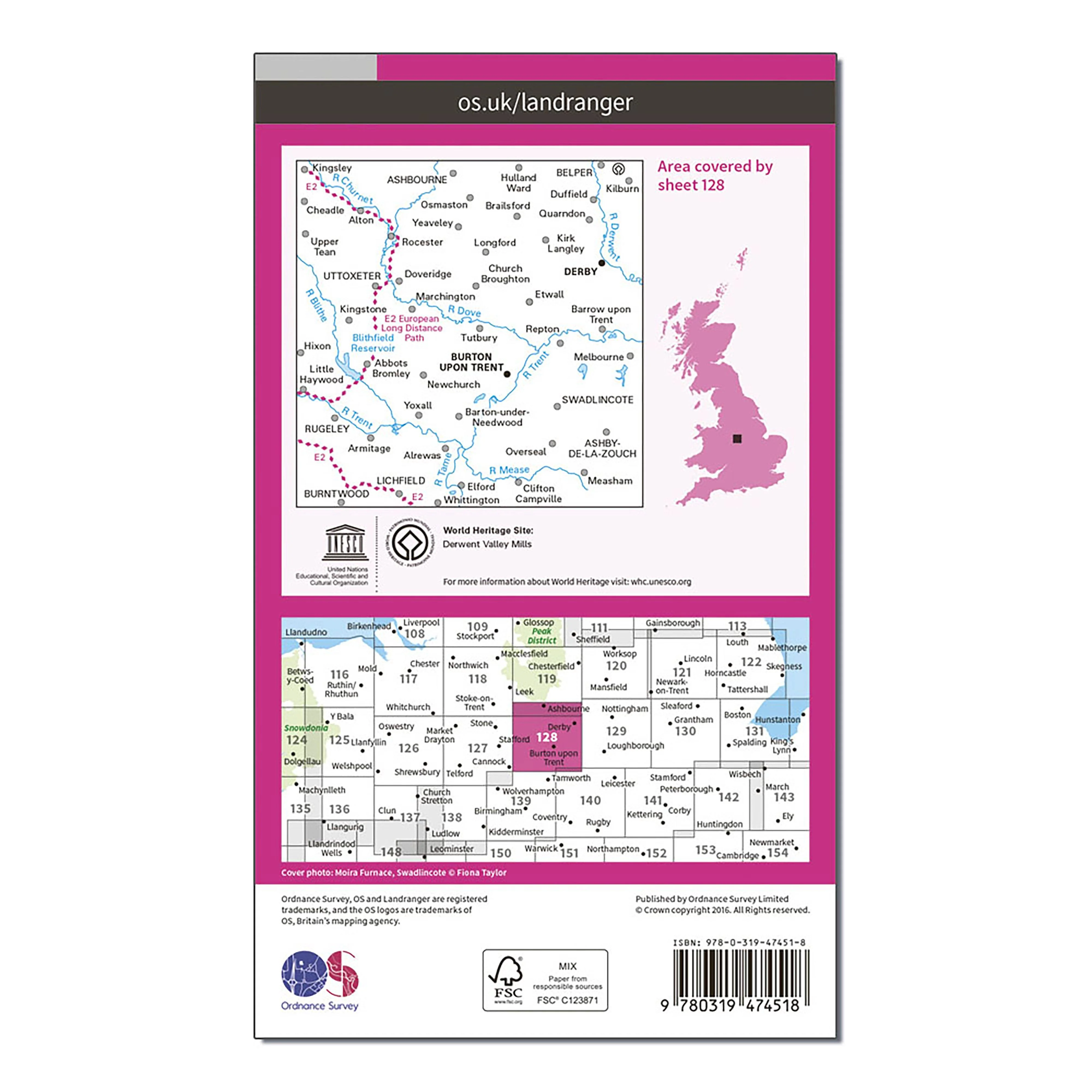 Landranger Active 128 Derby & Burton upon Trent Map With Digital Version - Image 2