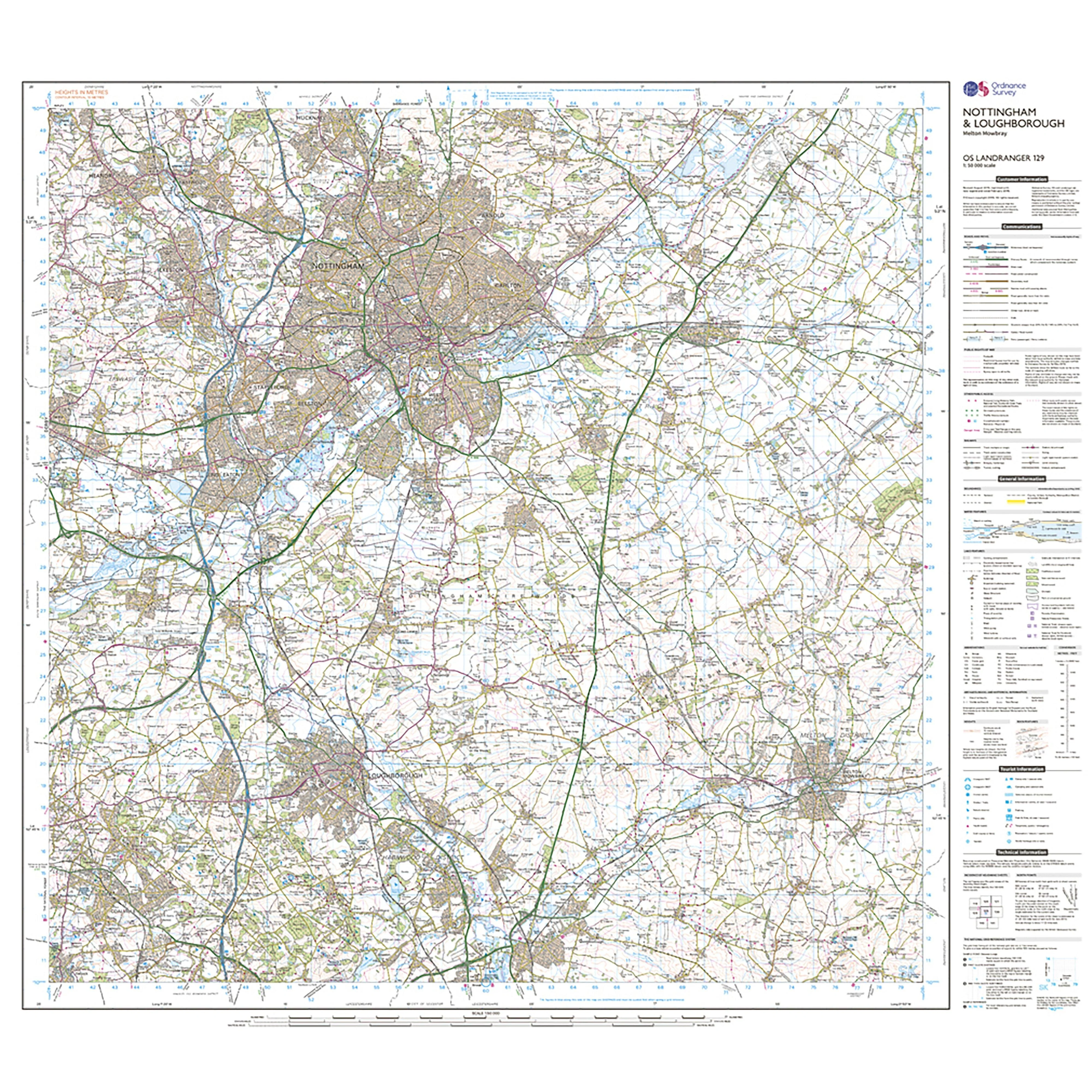 Landranger Active 129 Nottingham  Loughborough Melton Mowbray Map With Digital Version - Image 3