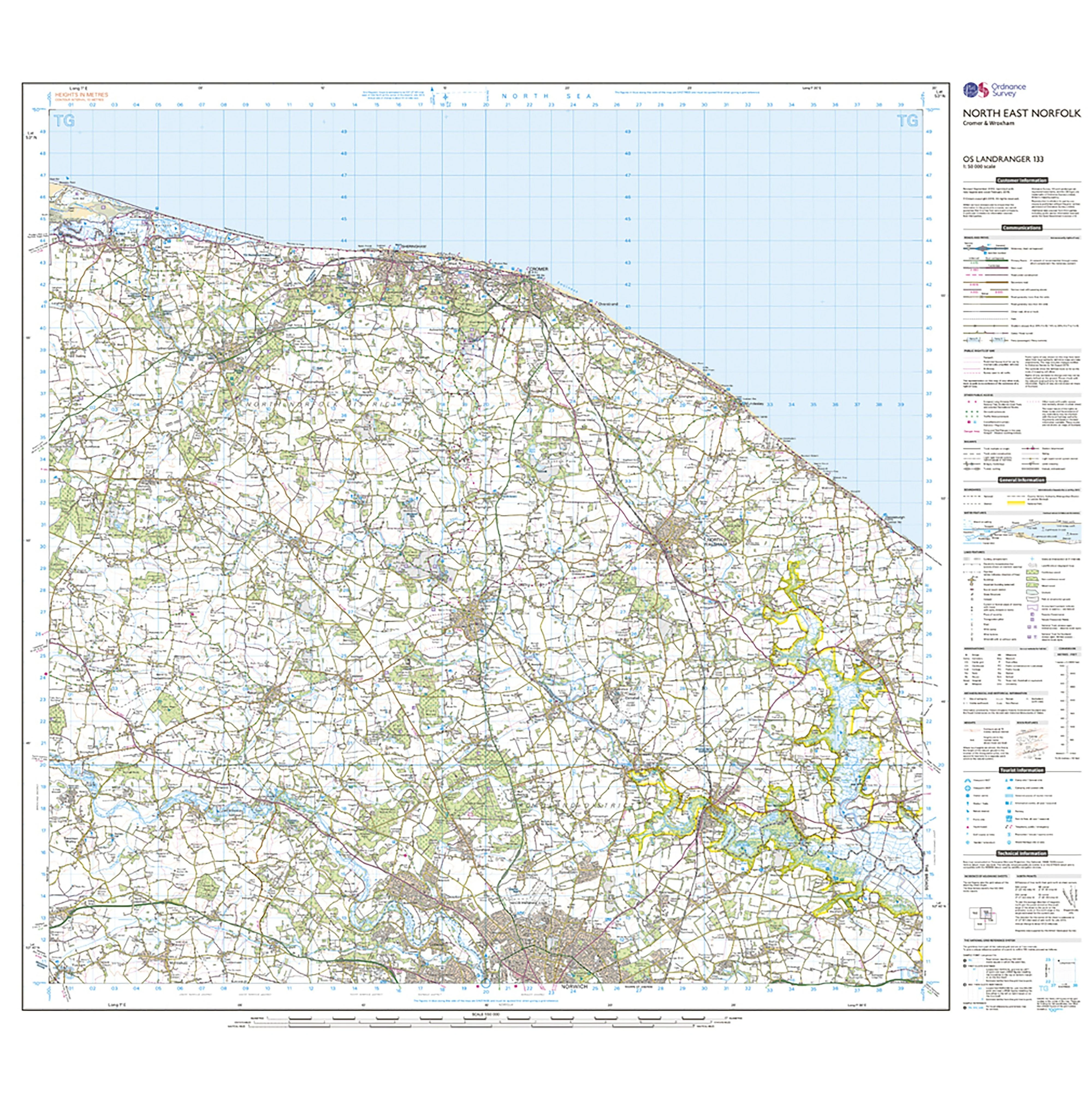Landranger Active 133 North East Norfolk, Cromer & Wroxham Fakenham Map With Digital Version - Image 3