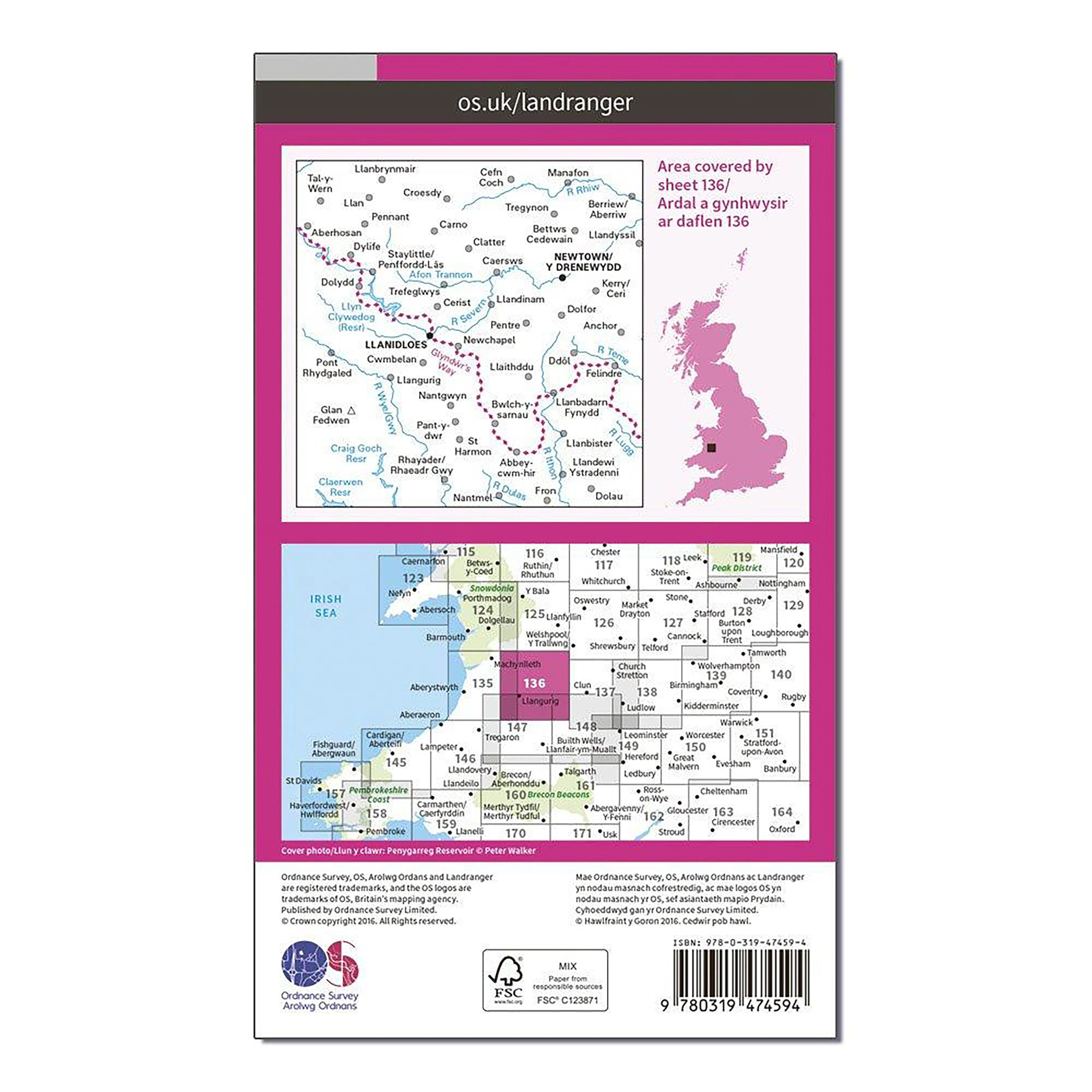 Landranger Active 136 Newtown & Llanidloes Map With Digital Version - Image 2