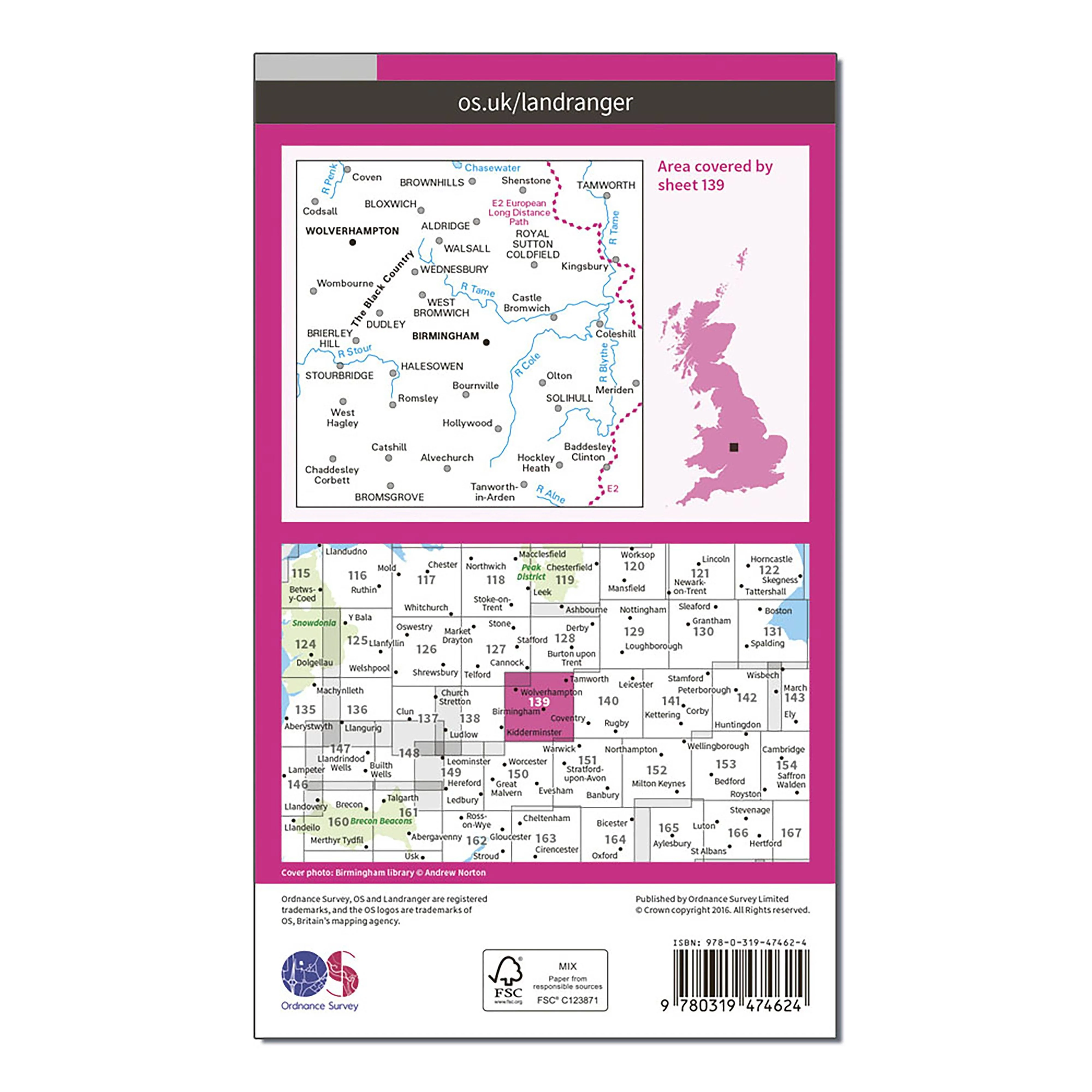 Landranger Active 139 Birmingham & Wolverhampton Map With Digital Version - Image 2