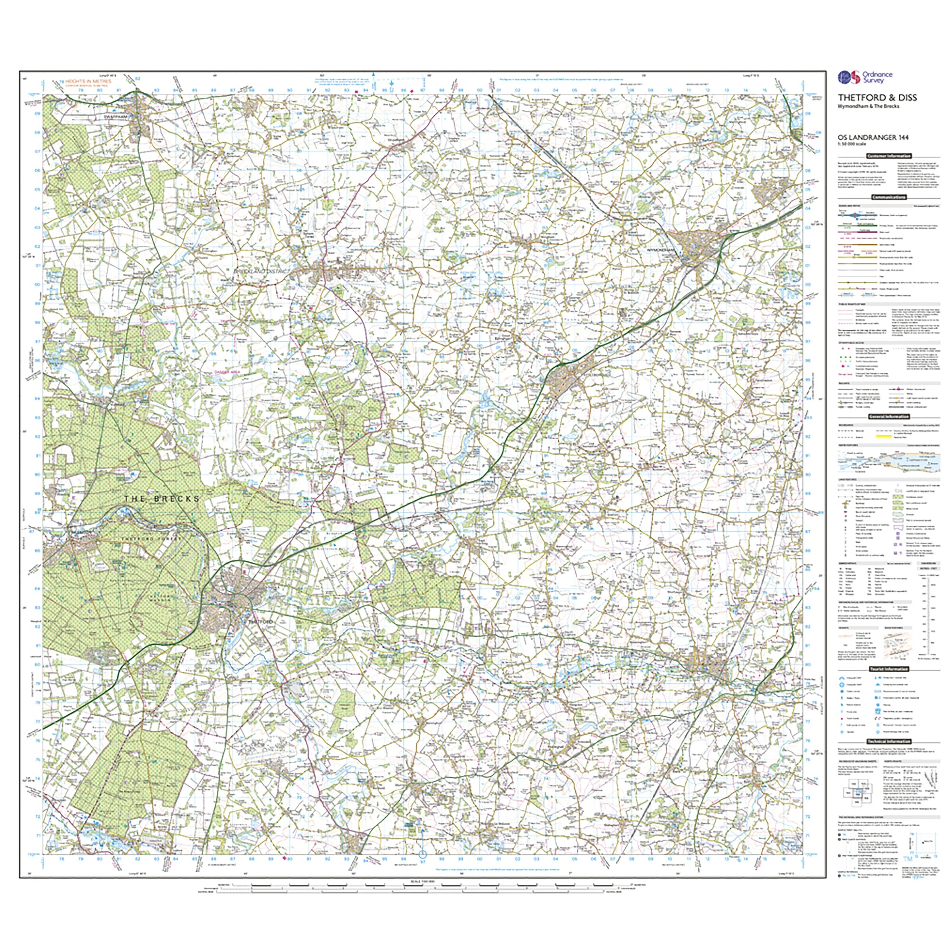 Landranger Active 144 Thetford & Diss, Breckland & Wymondham Map With Digital Version - Image 3