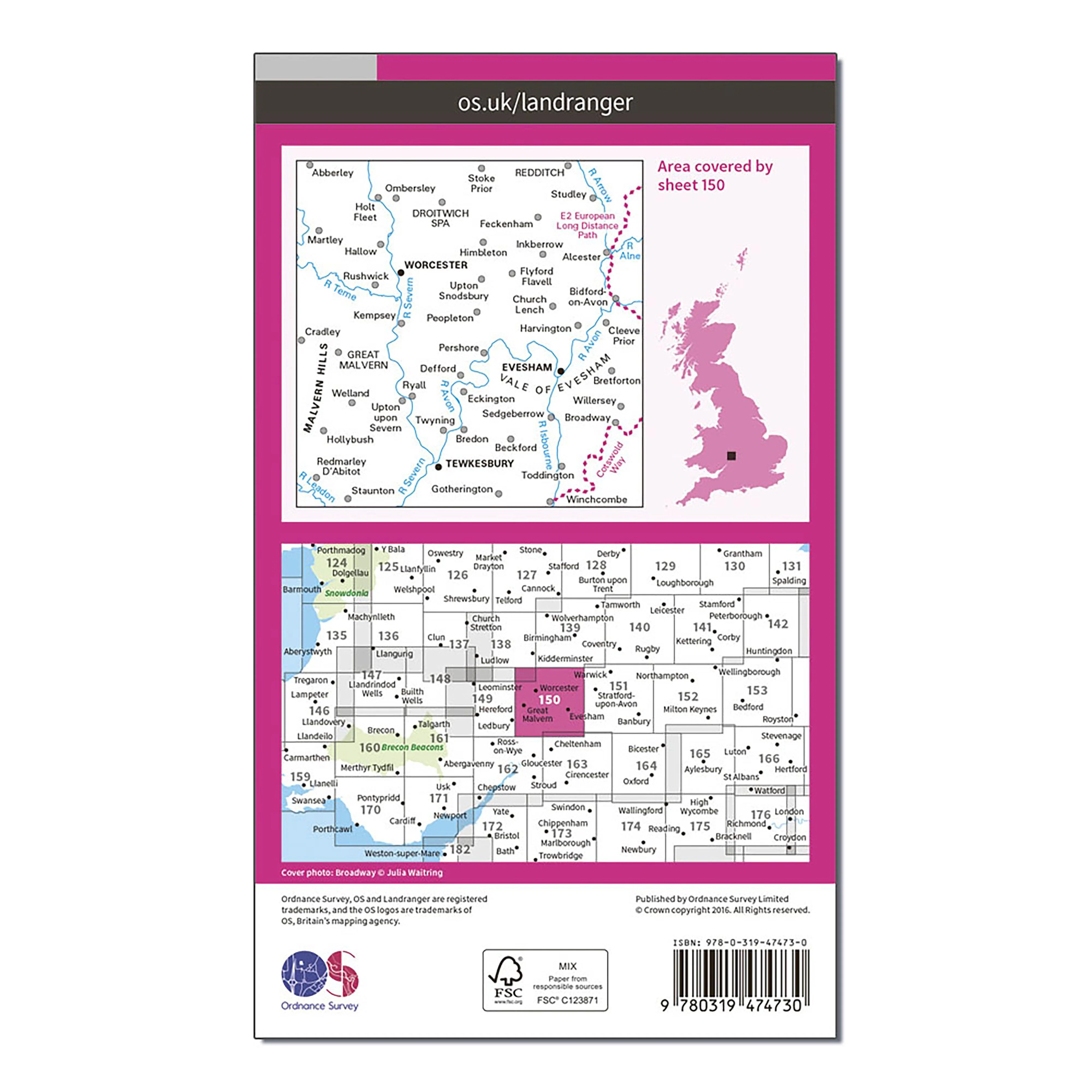 Landranger Active 150 Worcester & The Malverns, Evesham & Tewkesbury Map With Digital Version - Image 2