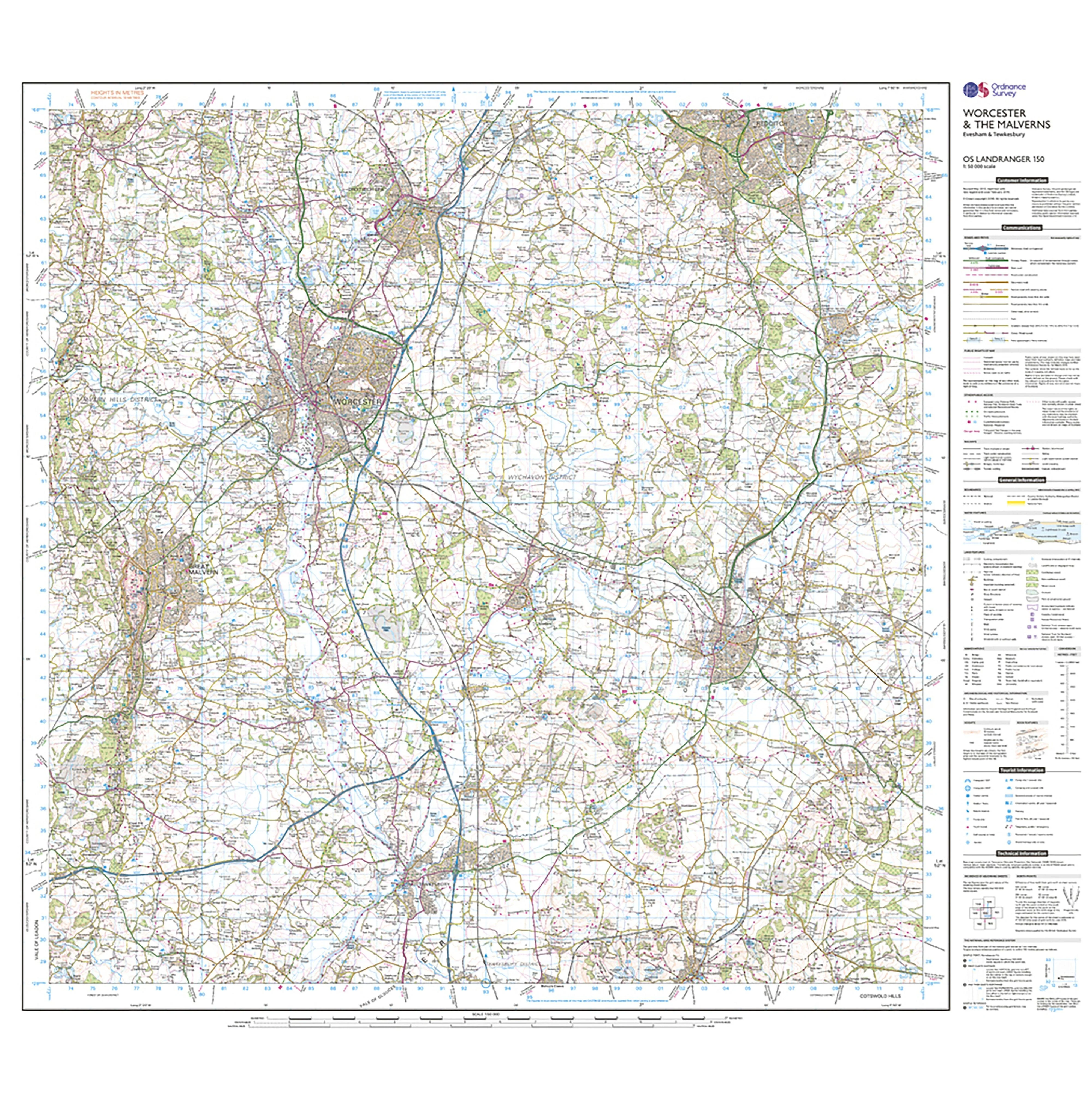 Landranger Active 150 Worcester & The Malverns, Evesham & Tewkesbury Map With Digital Version - Image 3
