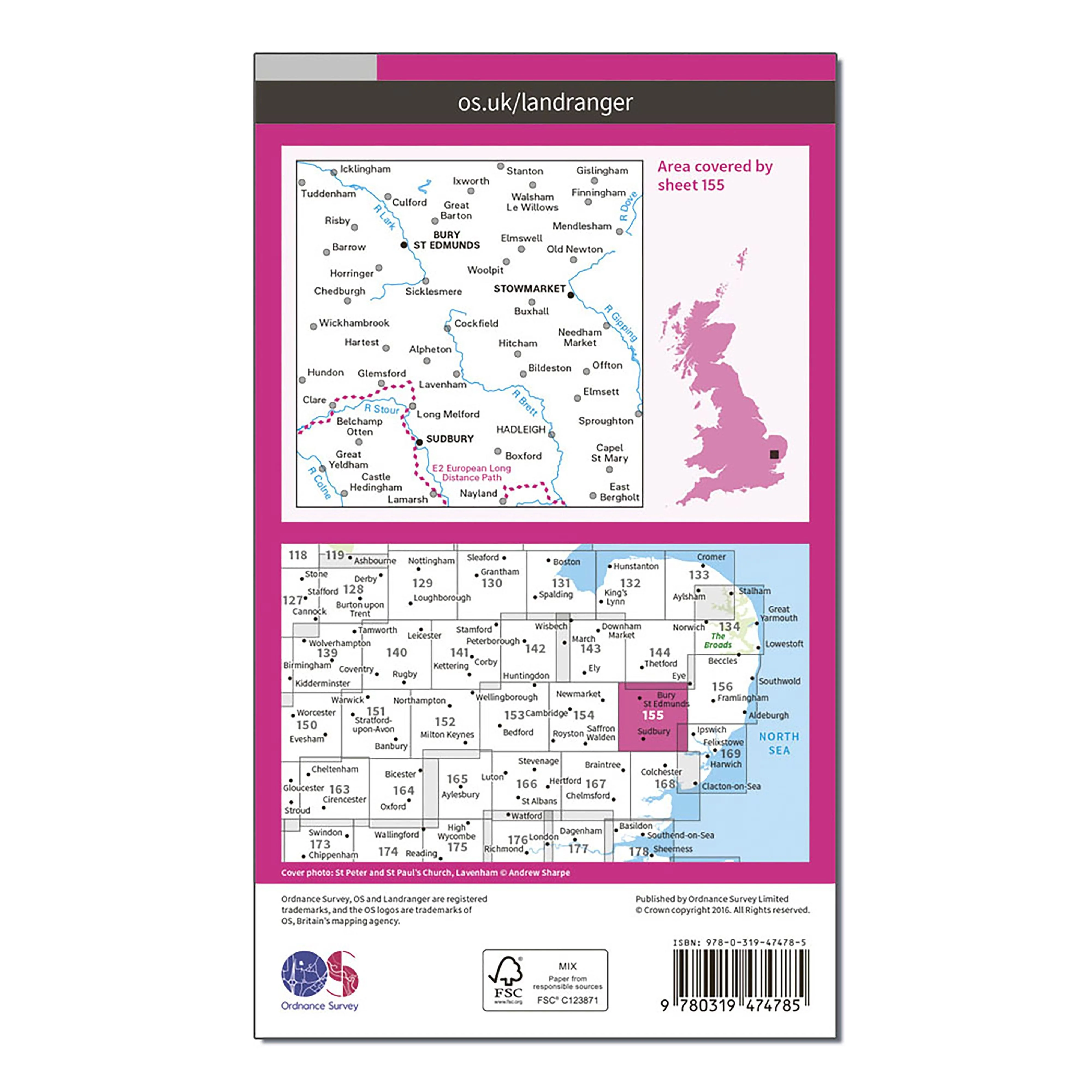 Landranger Active 155 Bury St Edmunds, Sudbury & Stowmarket Map With Digital Version - Image 2
