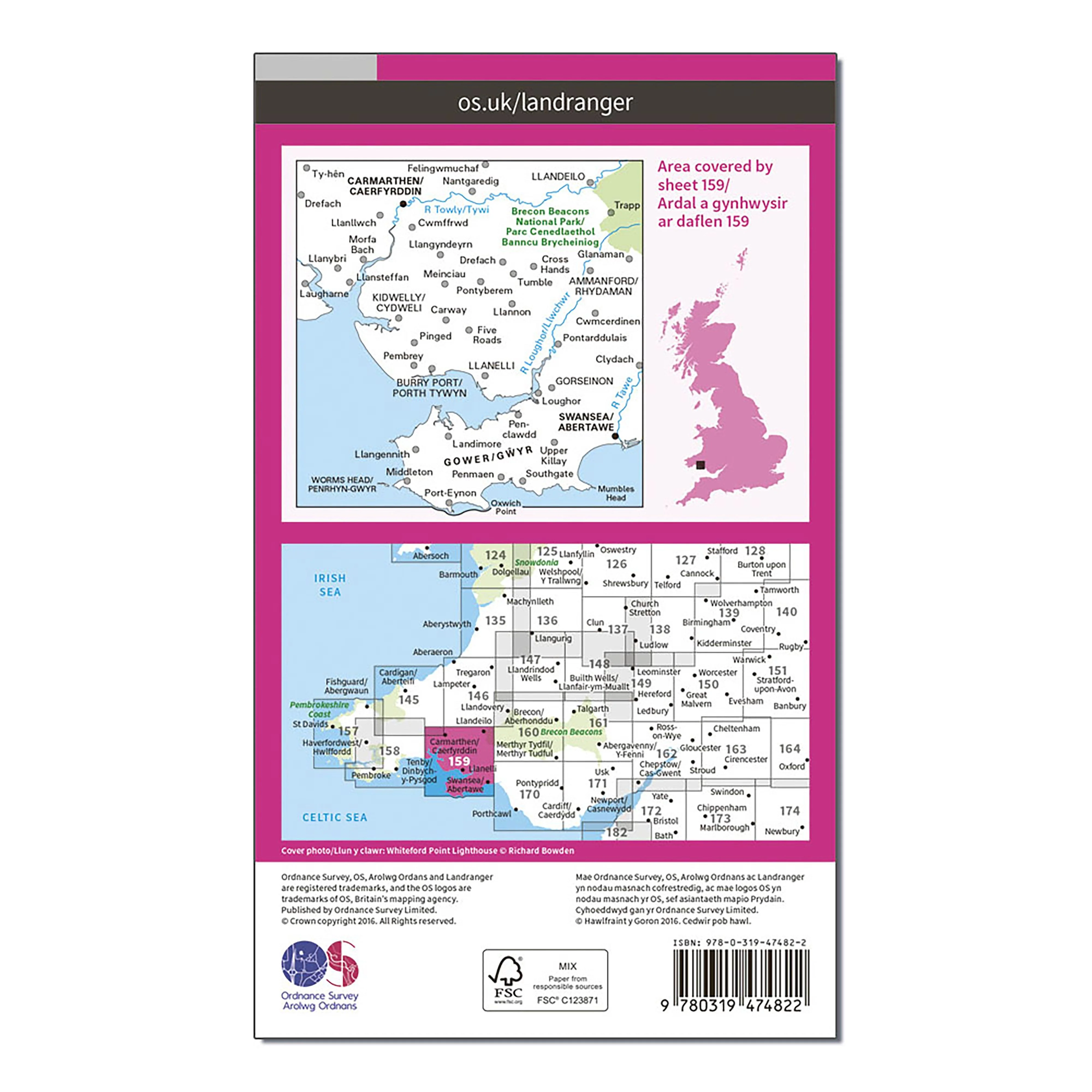 Landranger Active 159 Swansea & Gower, Carmarthen Map With Digital Version - Image 2