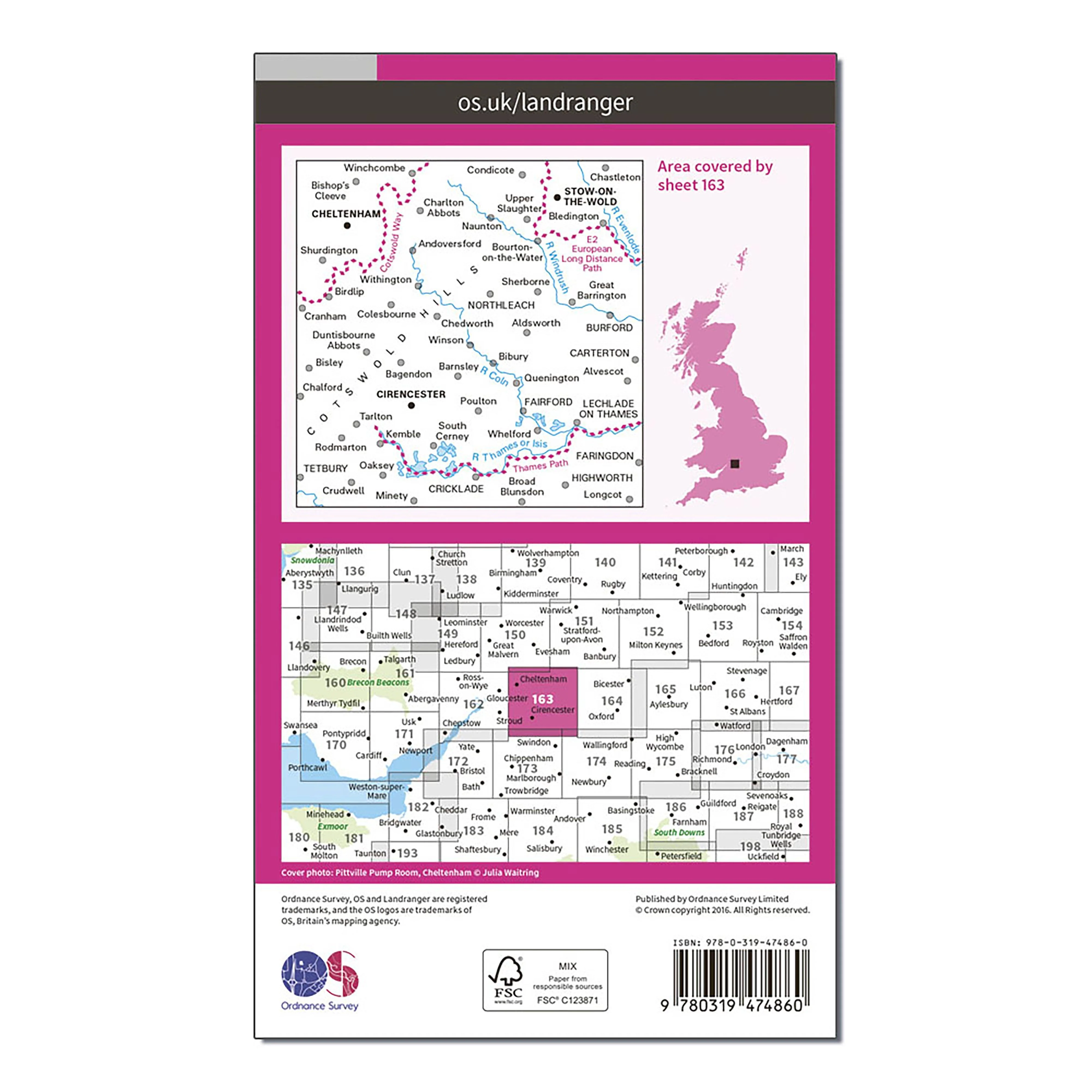 Landranger Active 163 Cheltenham & Cirencester, Stow-on-the-Wold Map With Digital Version - Image 2