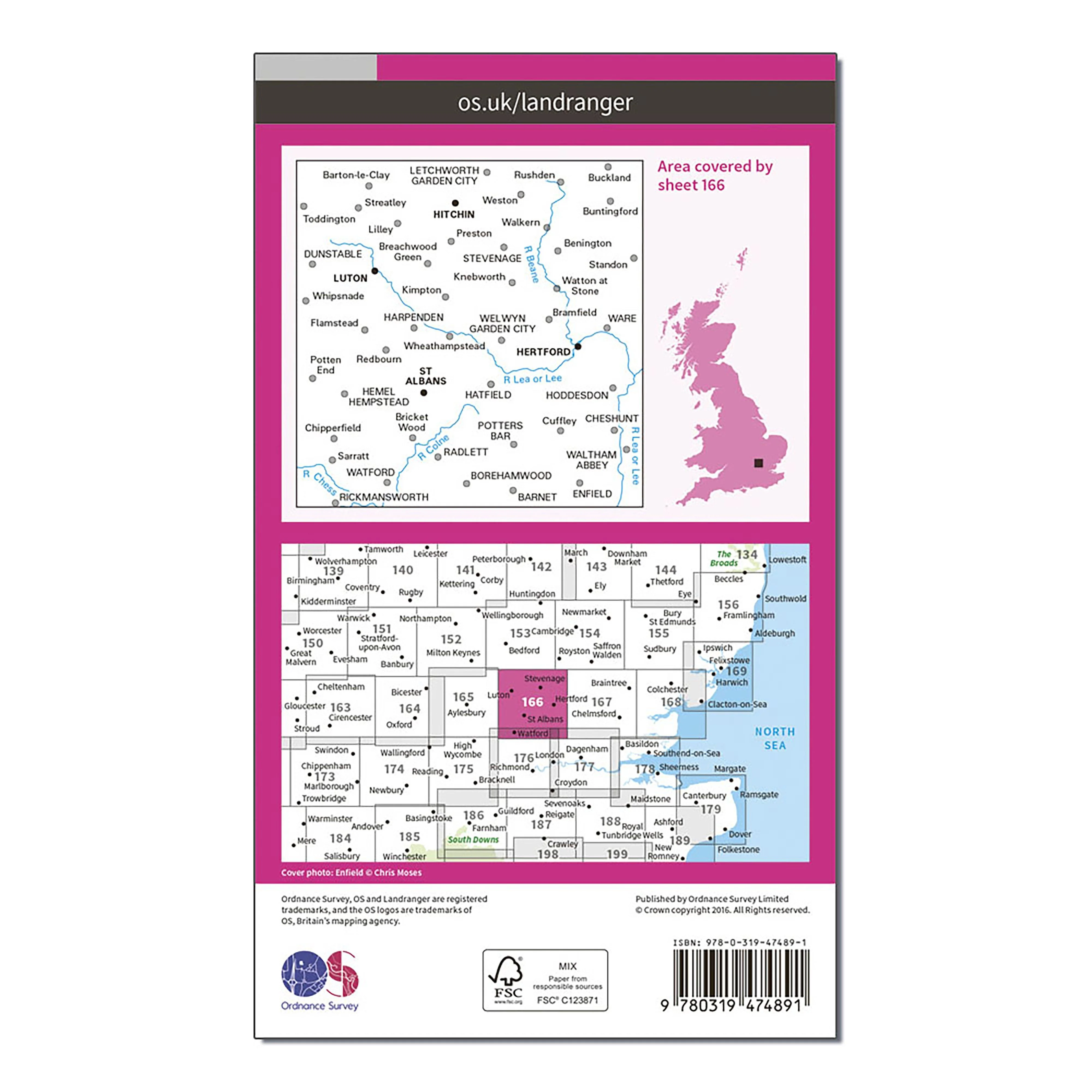 Landranger Active 166 Luton, Hertford, Hitchin & St Albans Map With Digital Version - Image 2