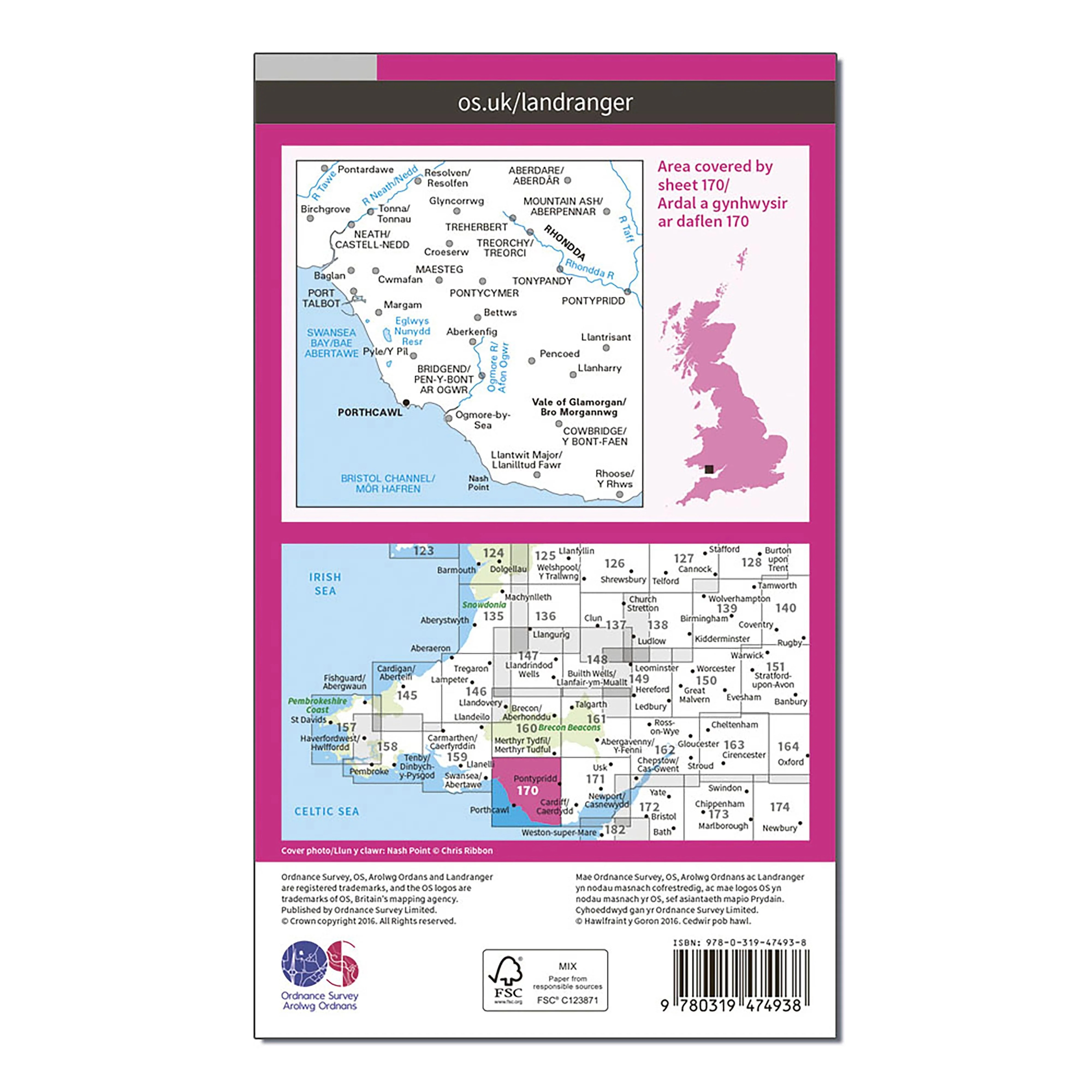 Landranger Active 170 Vale of Glamorgan, Rhondda & Porthcawl Map With Digital Version - Image 2