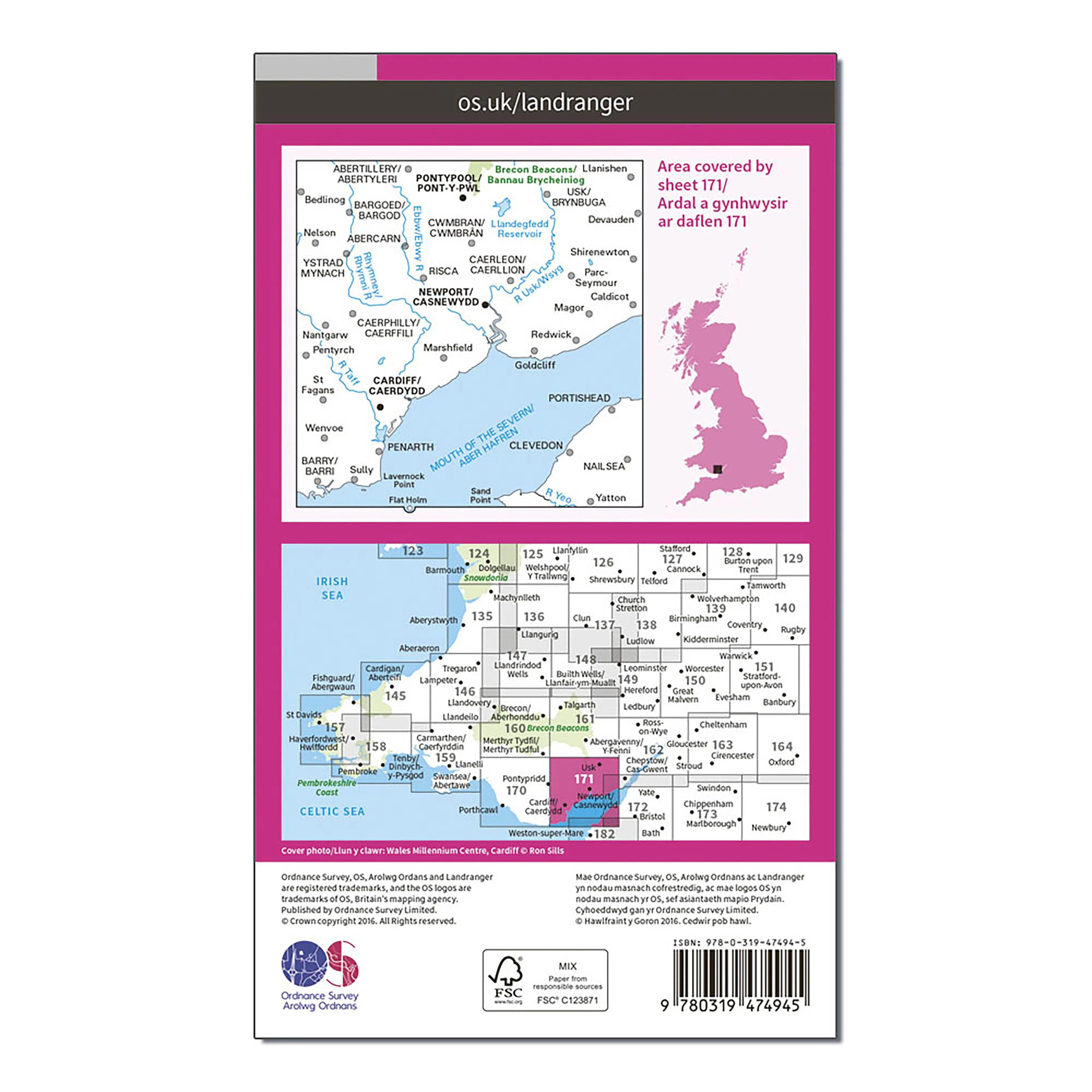 Landranger Active 171 Cardiff  Newport Pontypool Map With Digital Version - Image 2