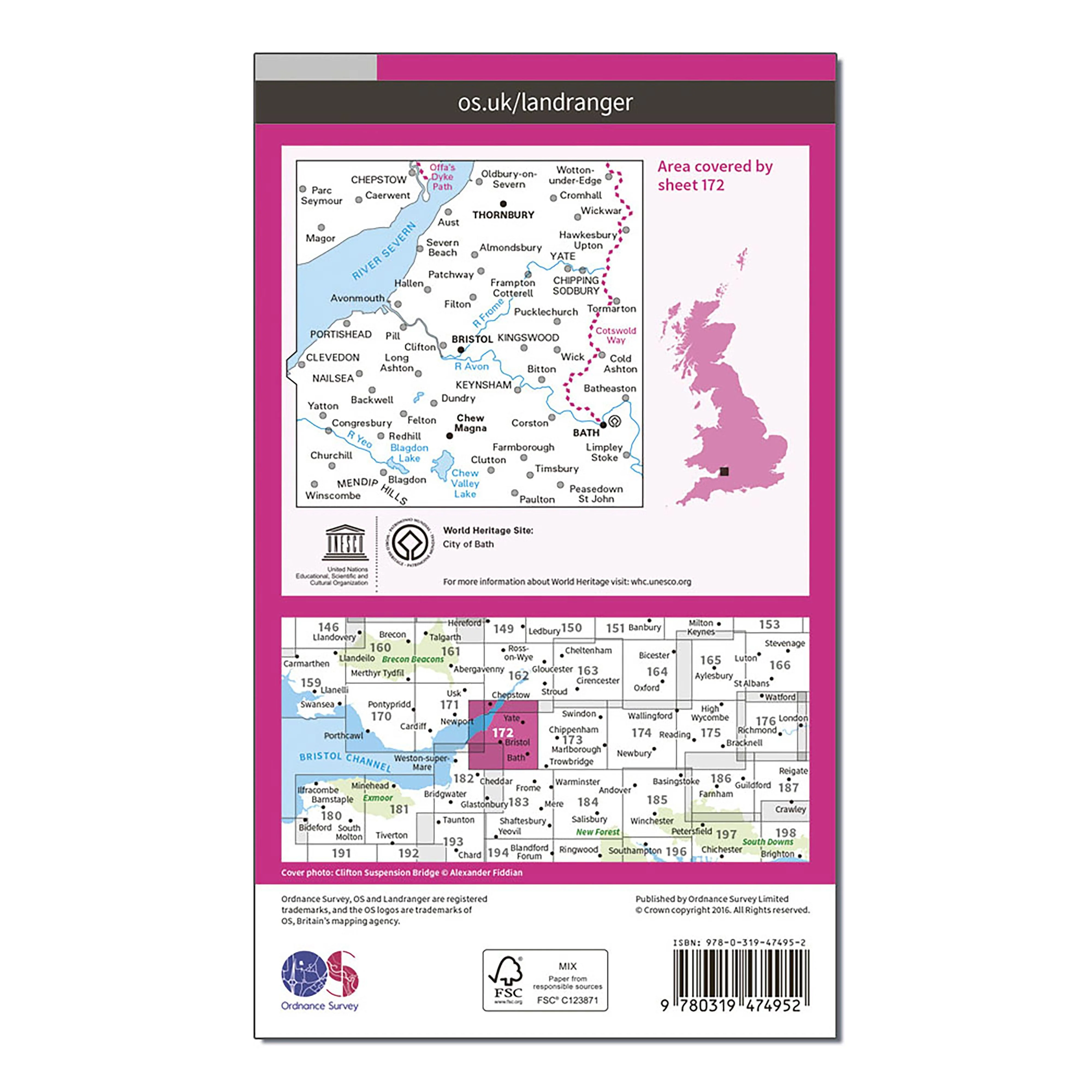 Landranger Active 172 Bristol & Bath, Thornbury & Chew Magna Map With Digital Version - Image 2