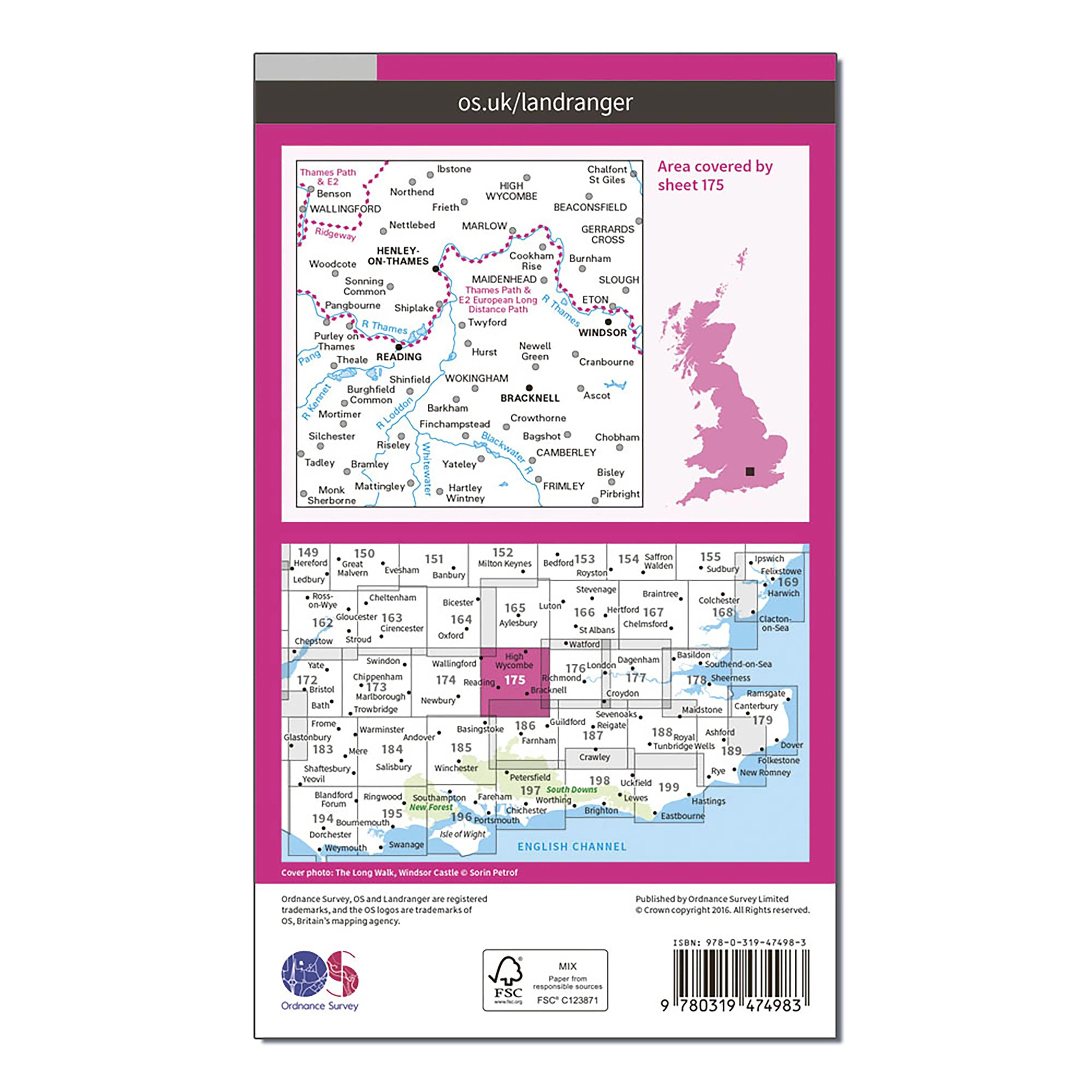 Landranger Active 175 Reading, Windsor, Henley-on-Thames & Bracknell Map With Digital Version - Image 2