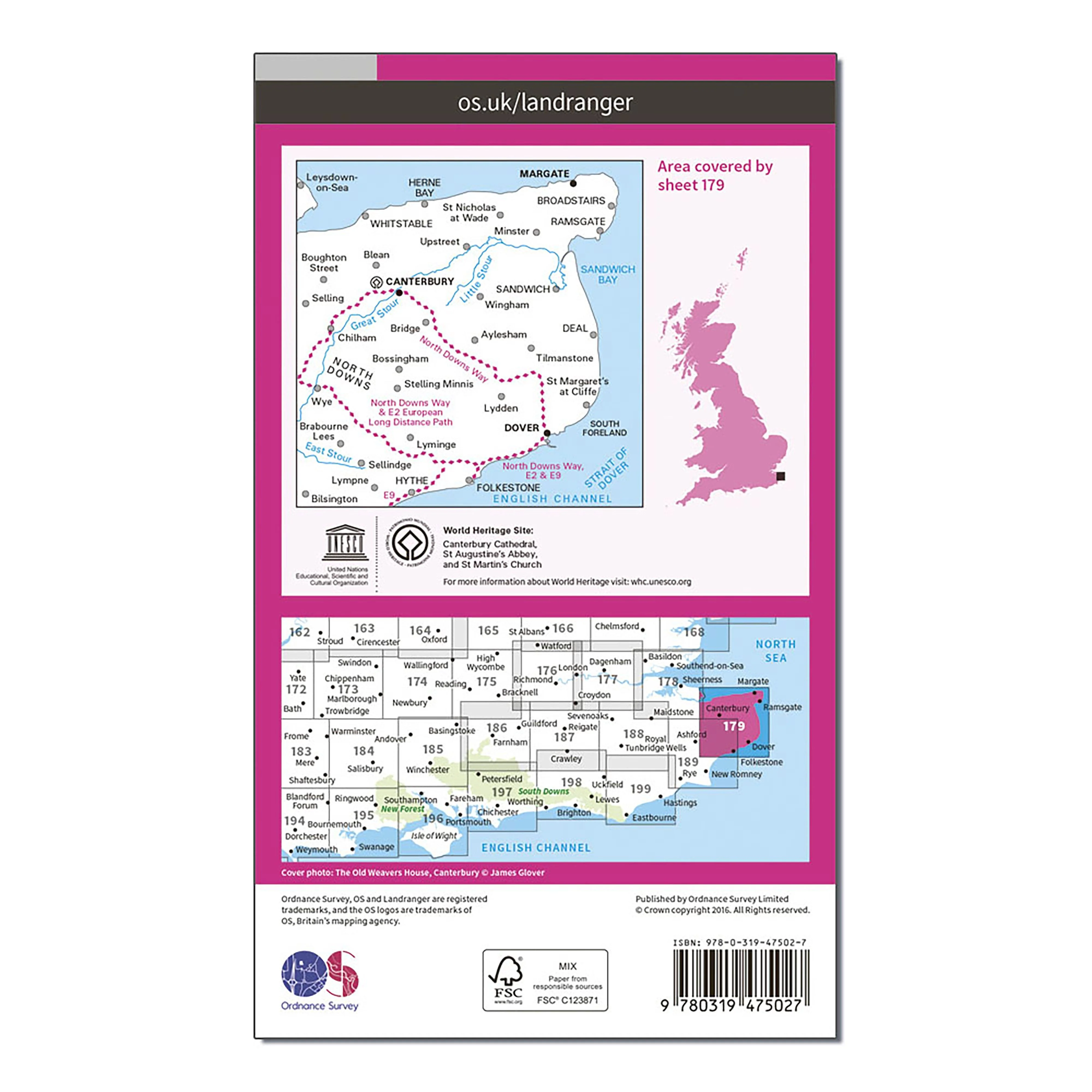 Landranger Active 179 Canterbury & East Kent, Dover & Margate Map With Digital Version - Image 2