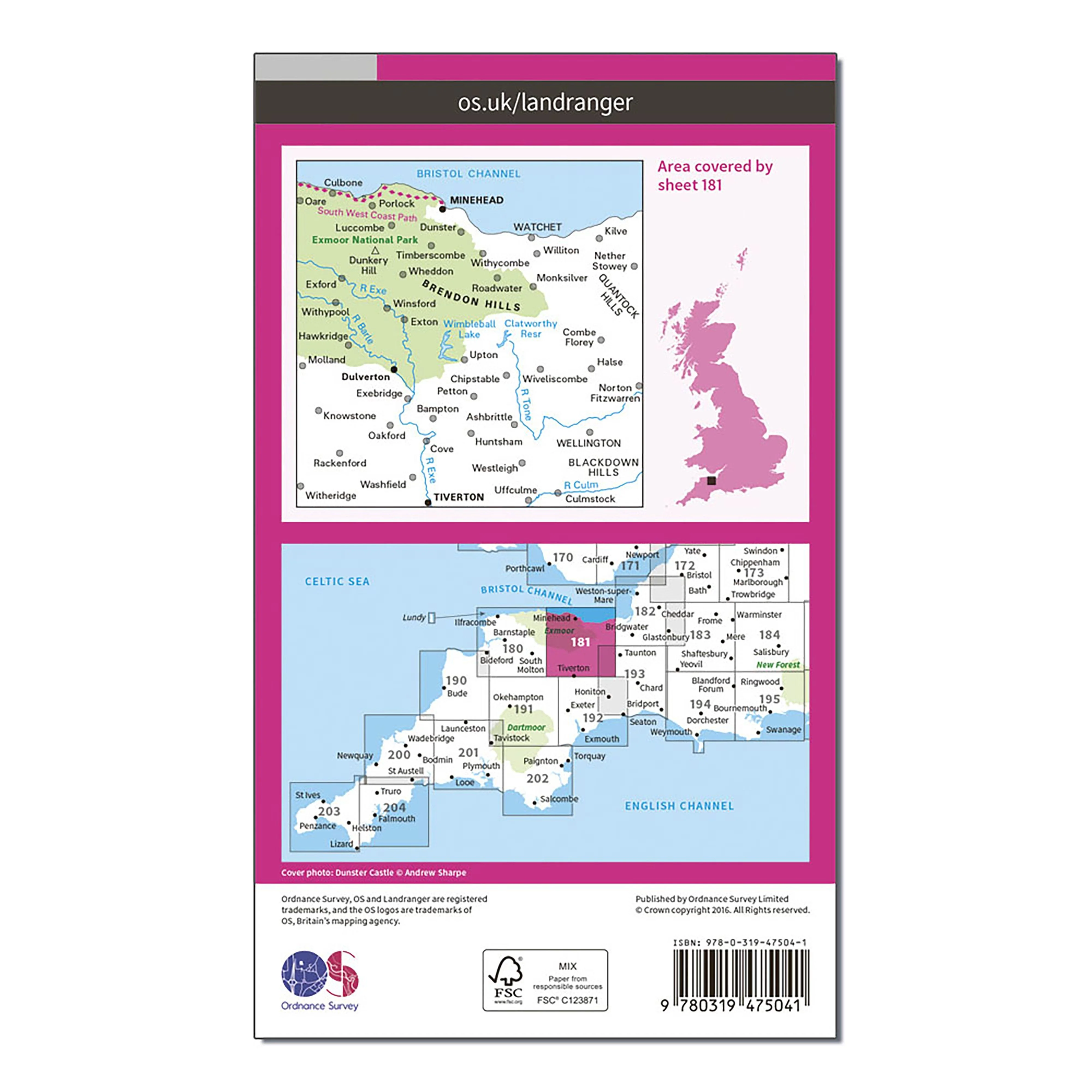 Landranger Active 181 Minehead & Brendon Hills, Dulverton & Tiverton Map With Digital Version - Image 2