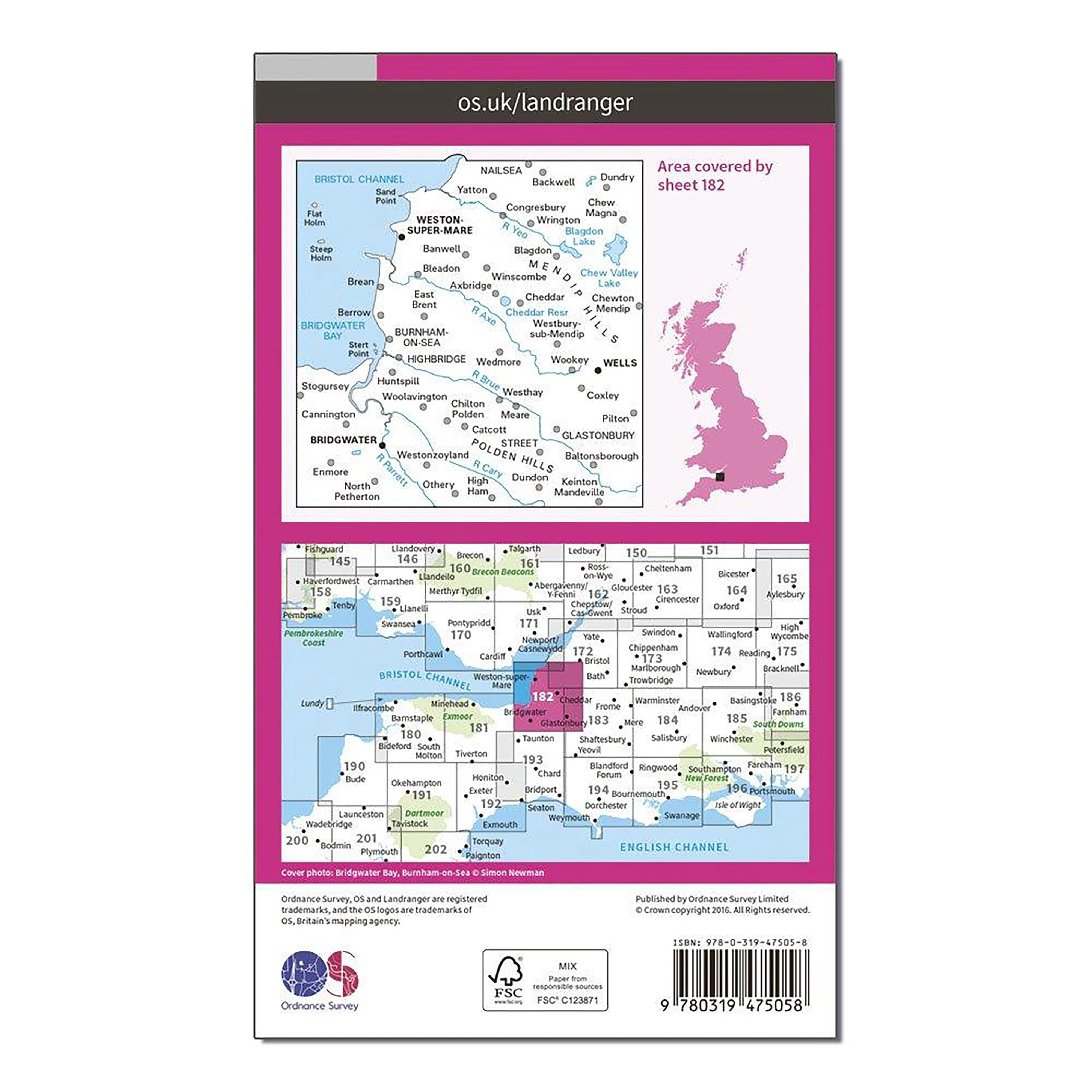 Landranger Active 182 Weston-super-Mare, Bridgwater & Wells Map With Digital Version - Image 2